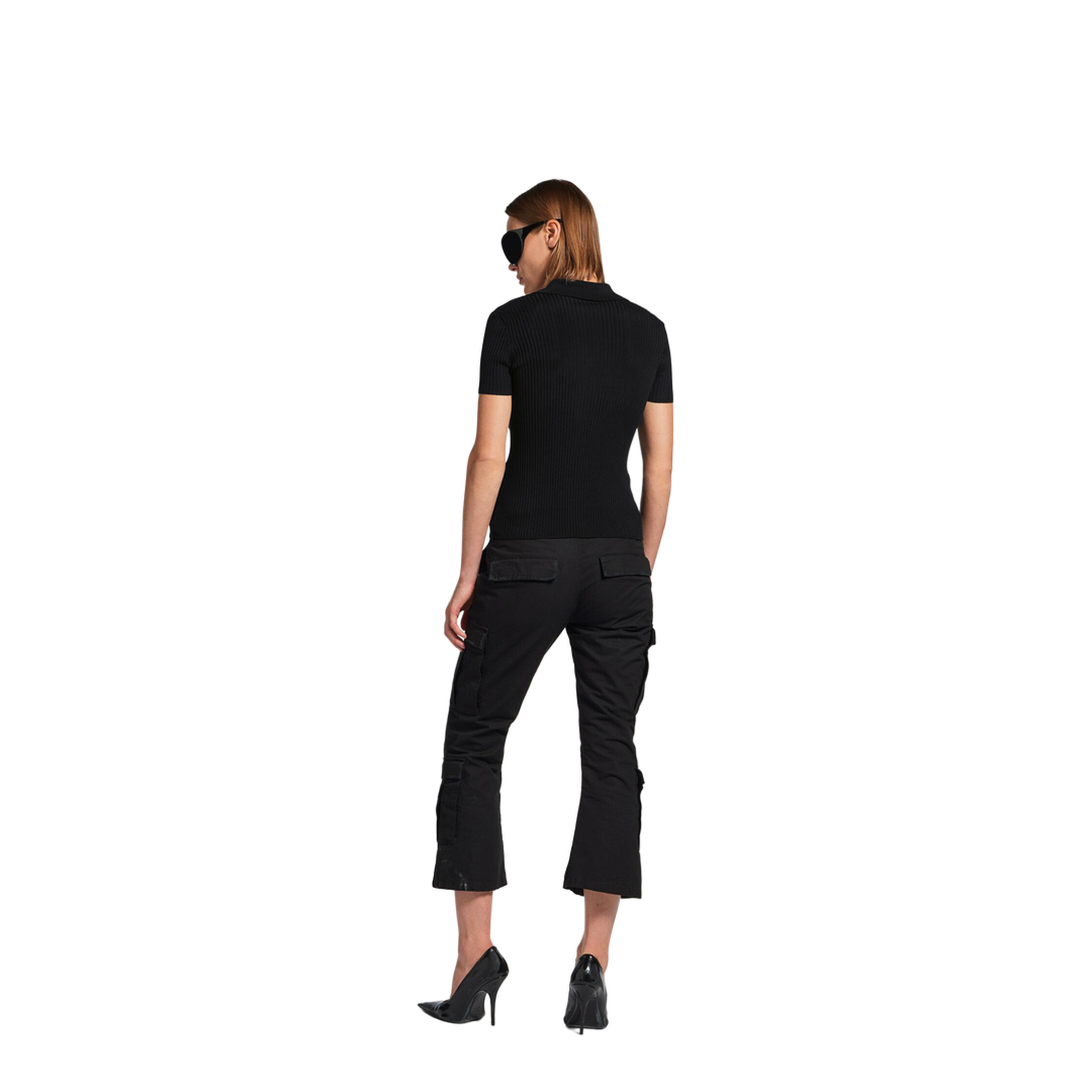 Short Sleeved Ribbed Viscose and Cotton Knit Top - Image 3