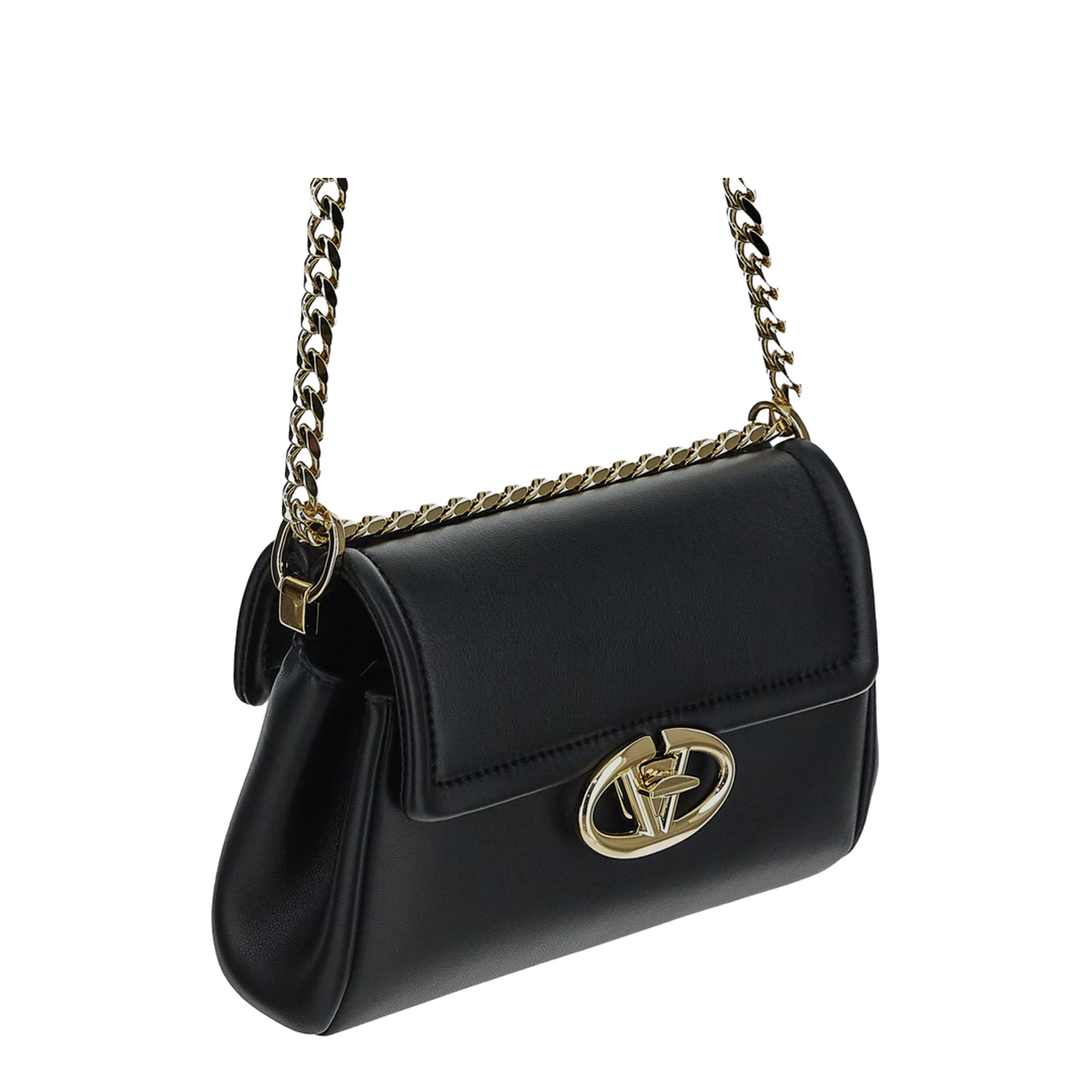 VLogo Leather Shoulder Bag Black - Image 5