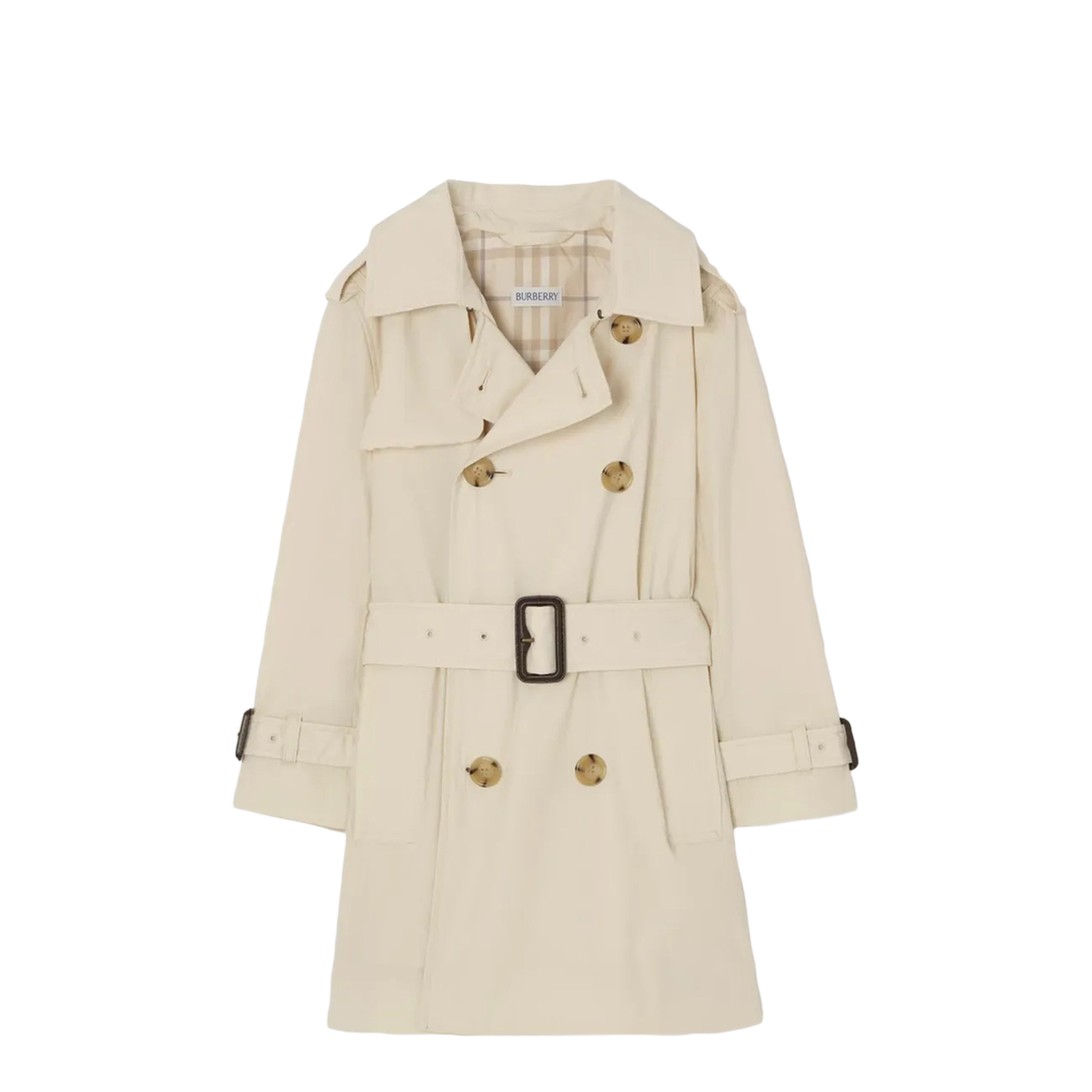 Stretch Nylon Trench Coat in Dove Beige - Image 1