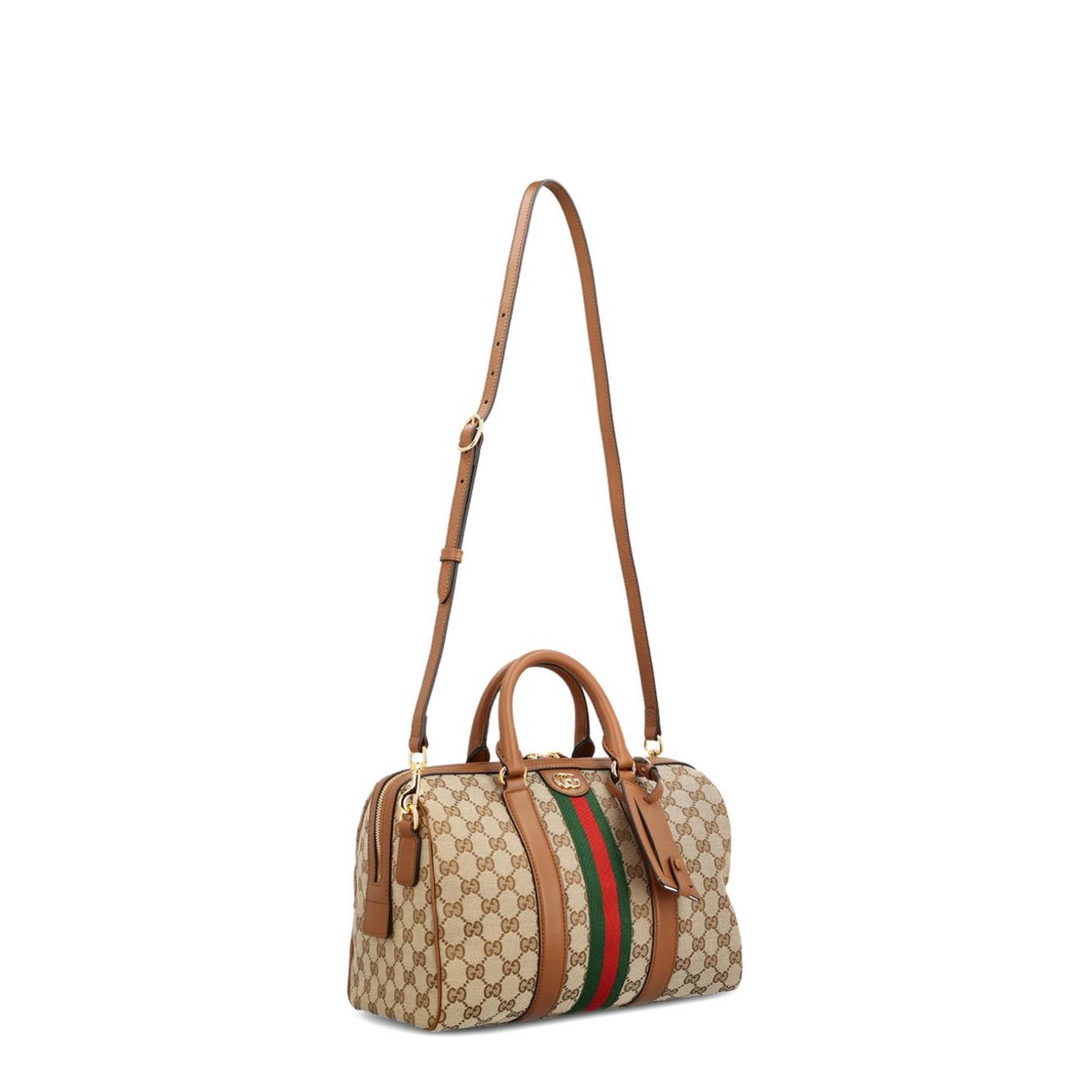 Ophidia Medium GG Canvas Boston Bag - Beige/Brown - Image 3