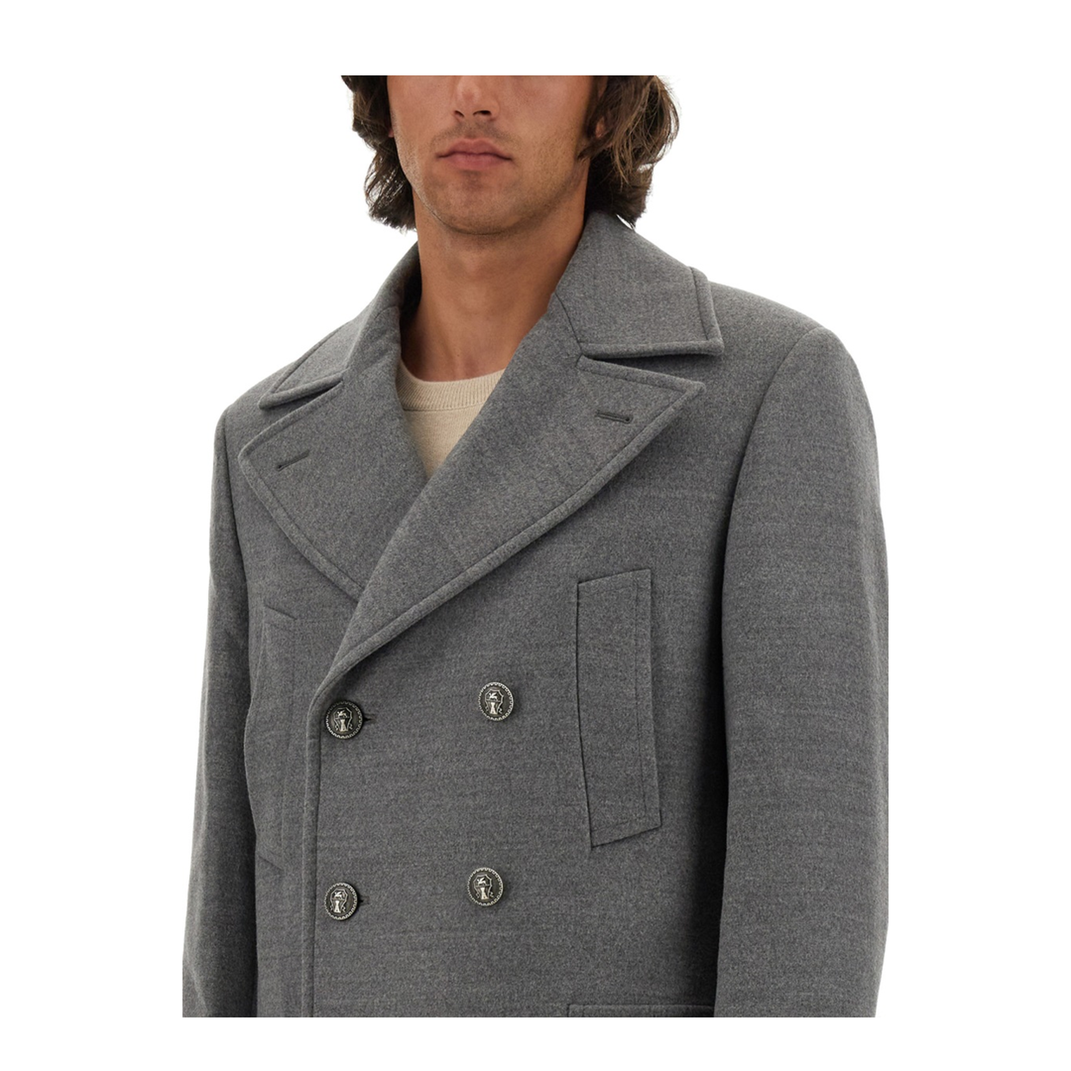 Double-Breasted Coat Grey - Image 4