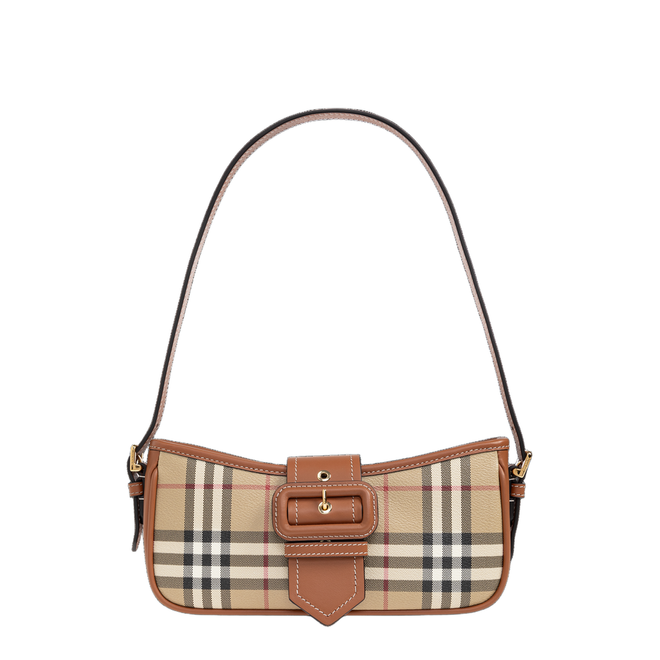 Sling Coated Canvas Shoulder Bag - Vintage Check / Briar Brown - Image 1