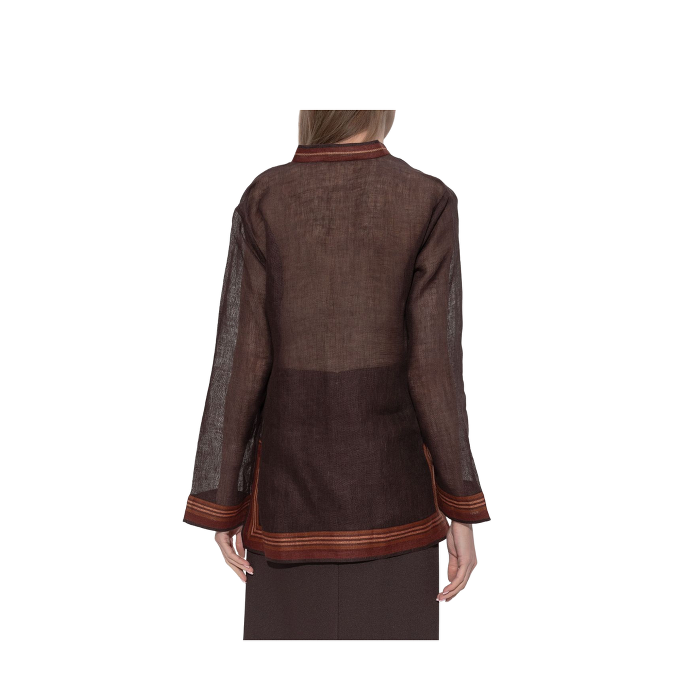 Brown Linen Blouse - Image 3