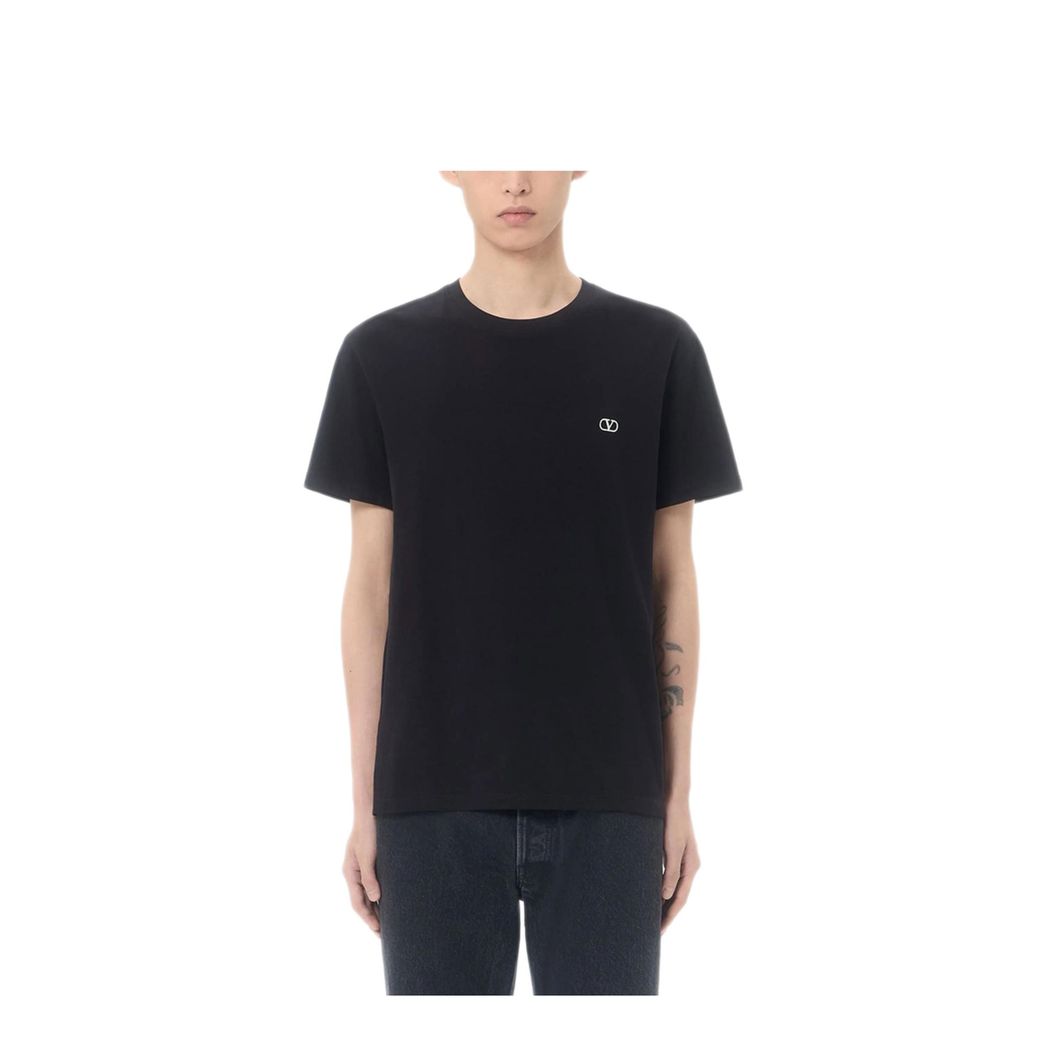 Cotton T-Shirt with Vlogo Embroidery - Image 2