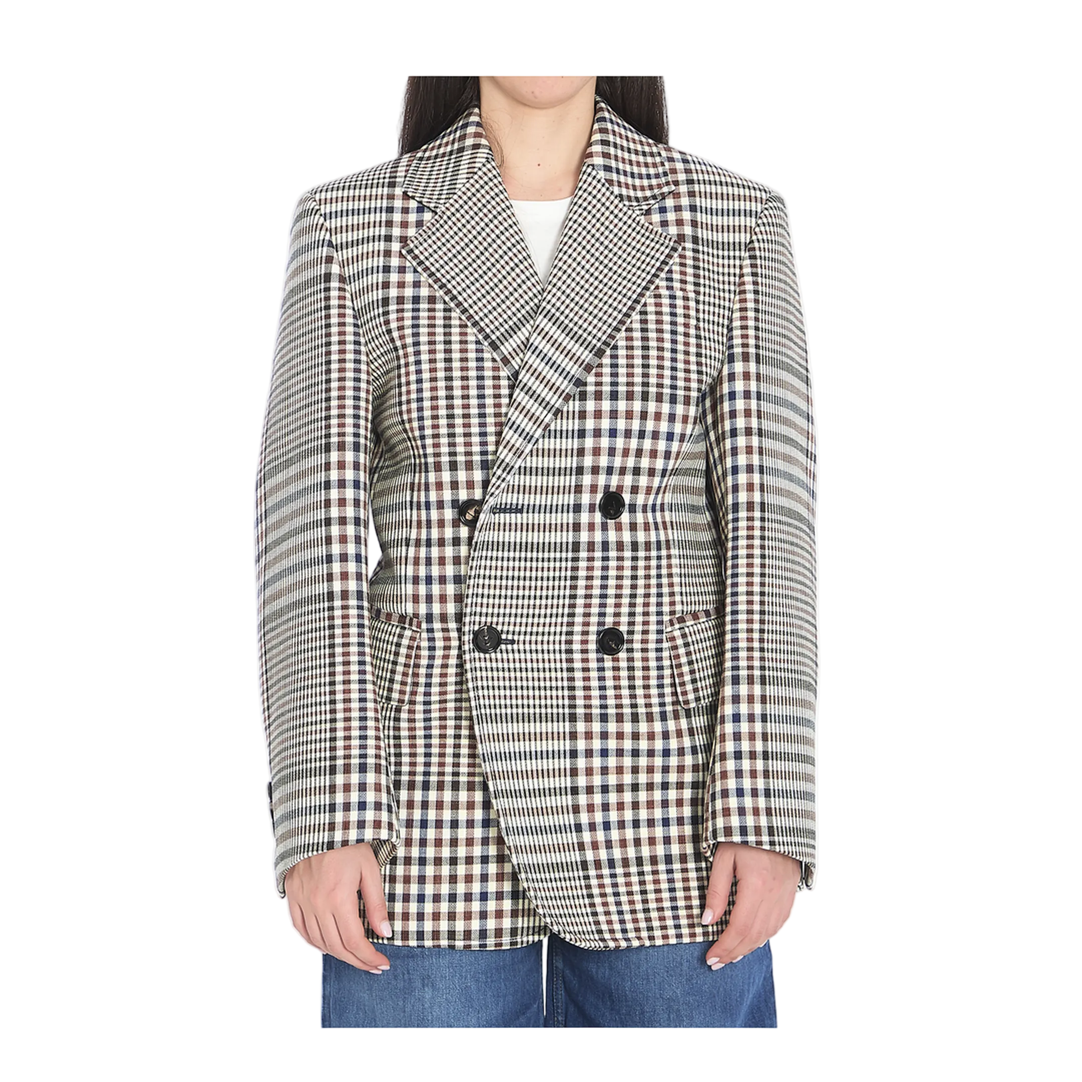 Double-Breasted Check Blazer - Image 1