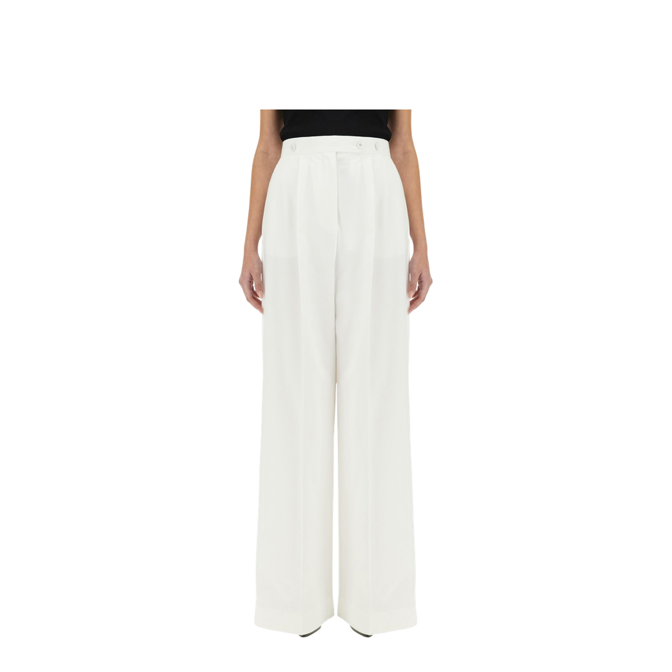 Pleated Pants - White - Image 1