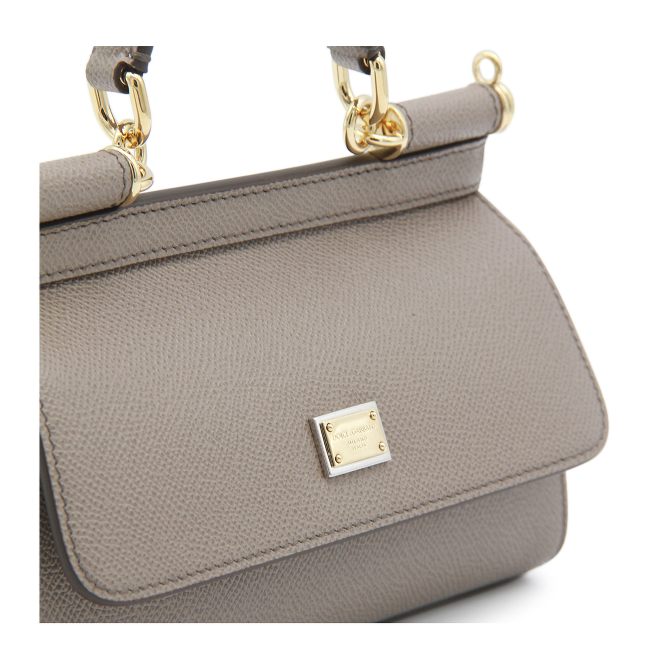Sicily Mini Calfskin Top Handle Bag - Beige - Image 7