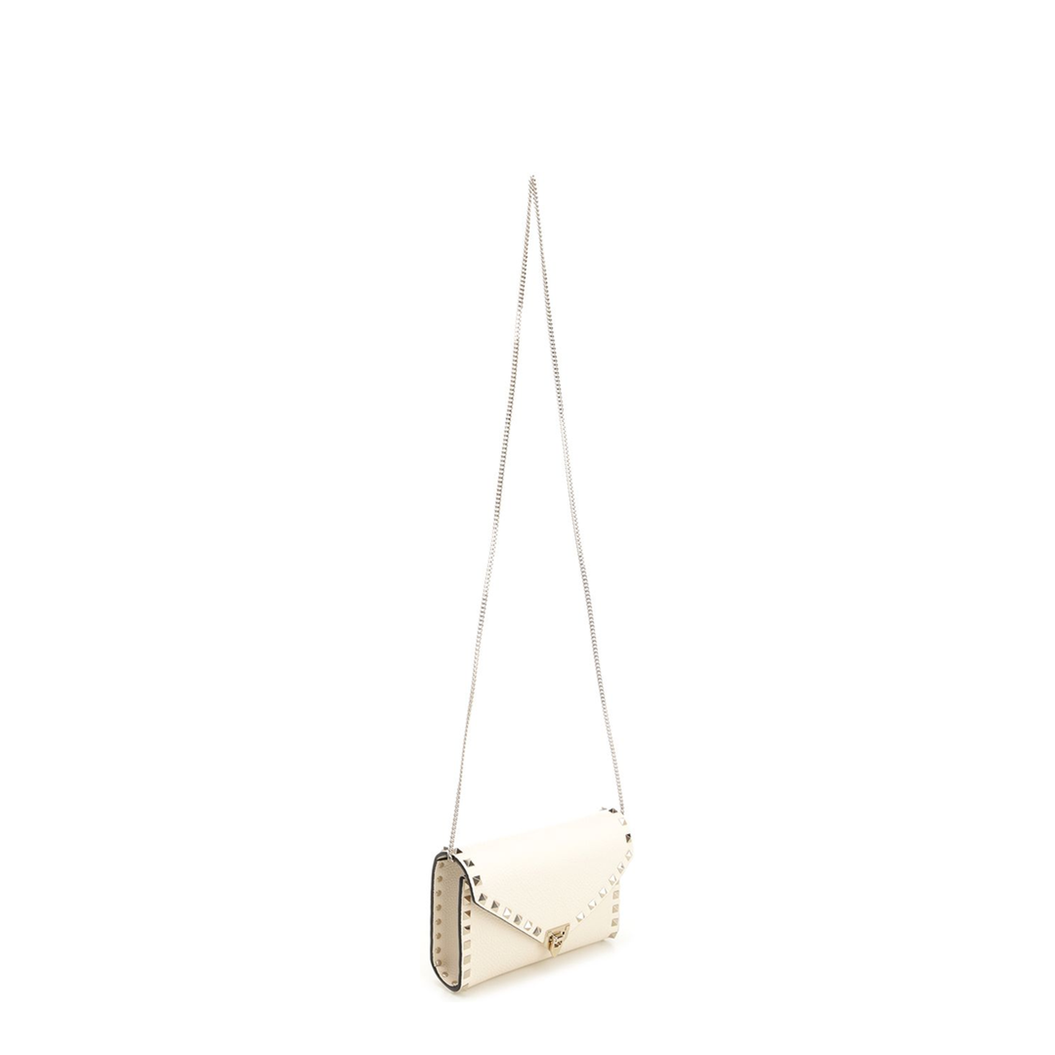 Rockstud Mini Calfskin Crossbody With Chain - Light Ivory - Image 4
