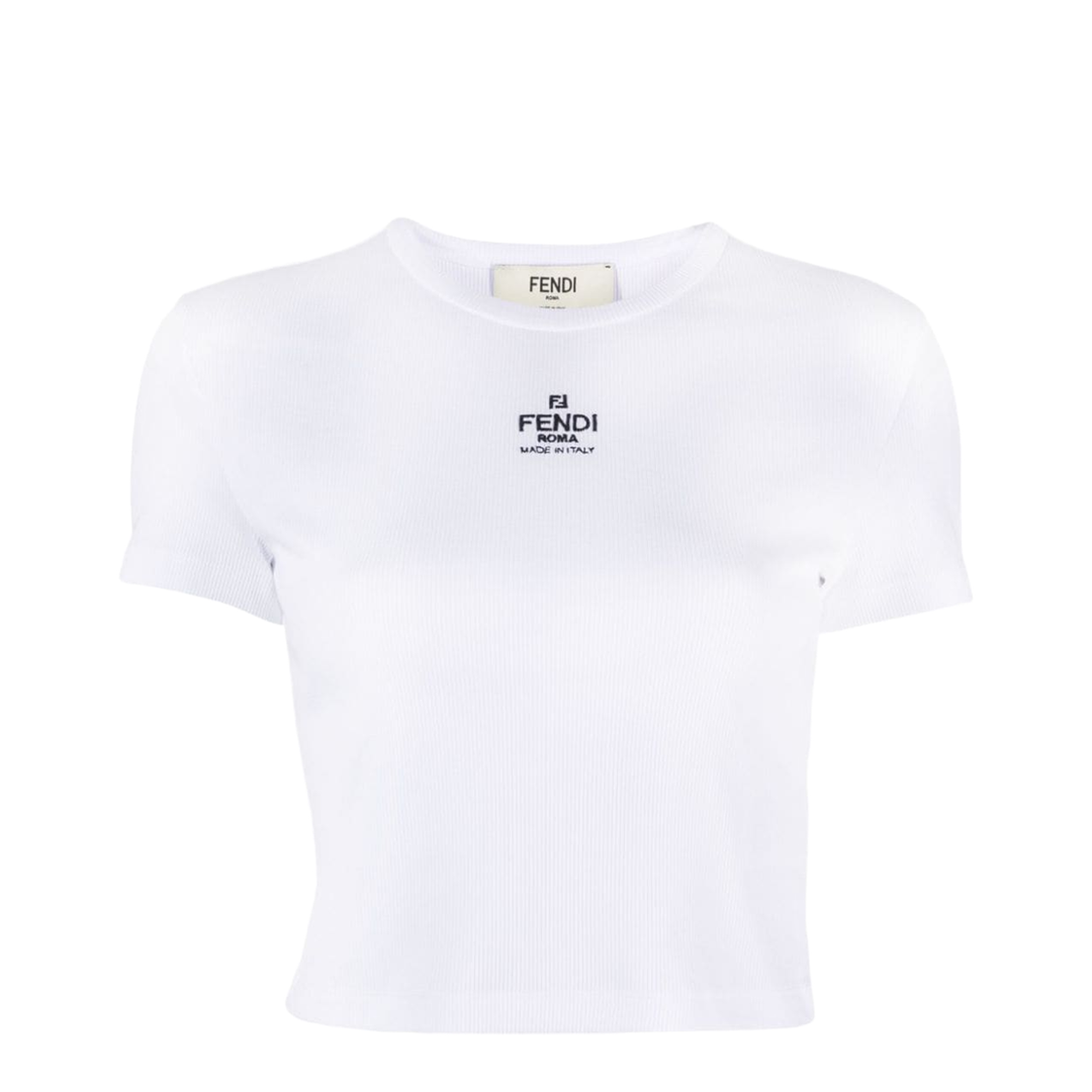 White Cropped T-Shirt with Logo - Image 1