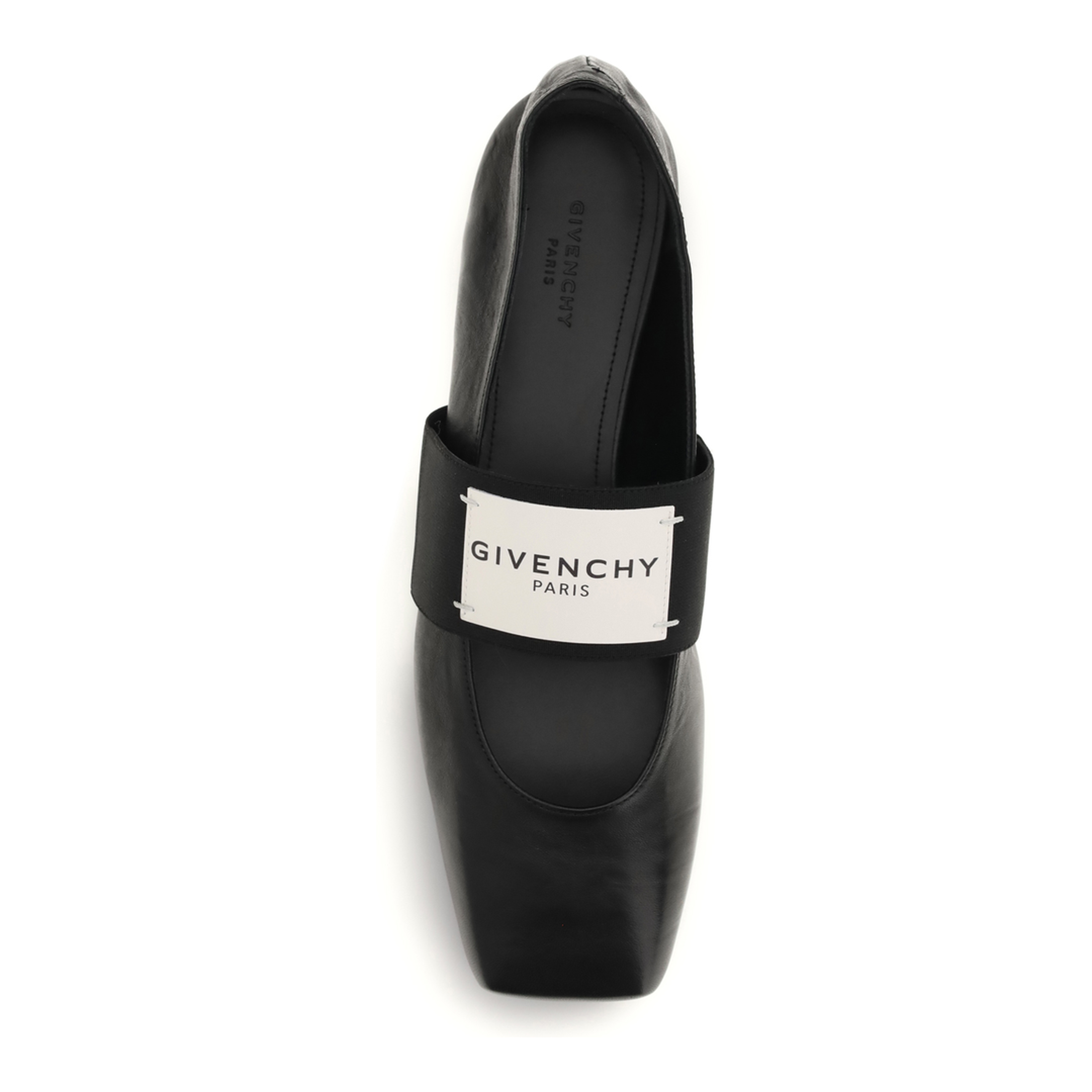 Leather Sliced Square Ballerinas - Image 4