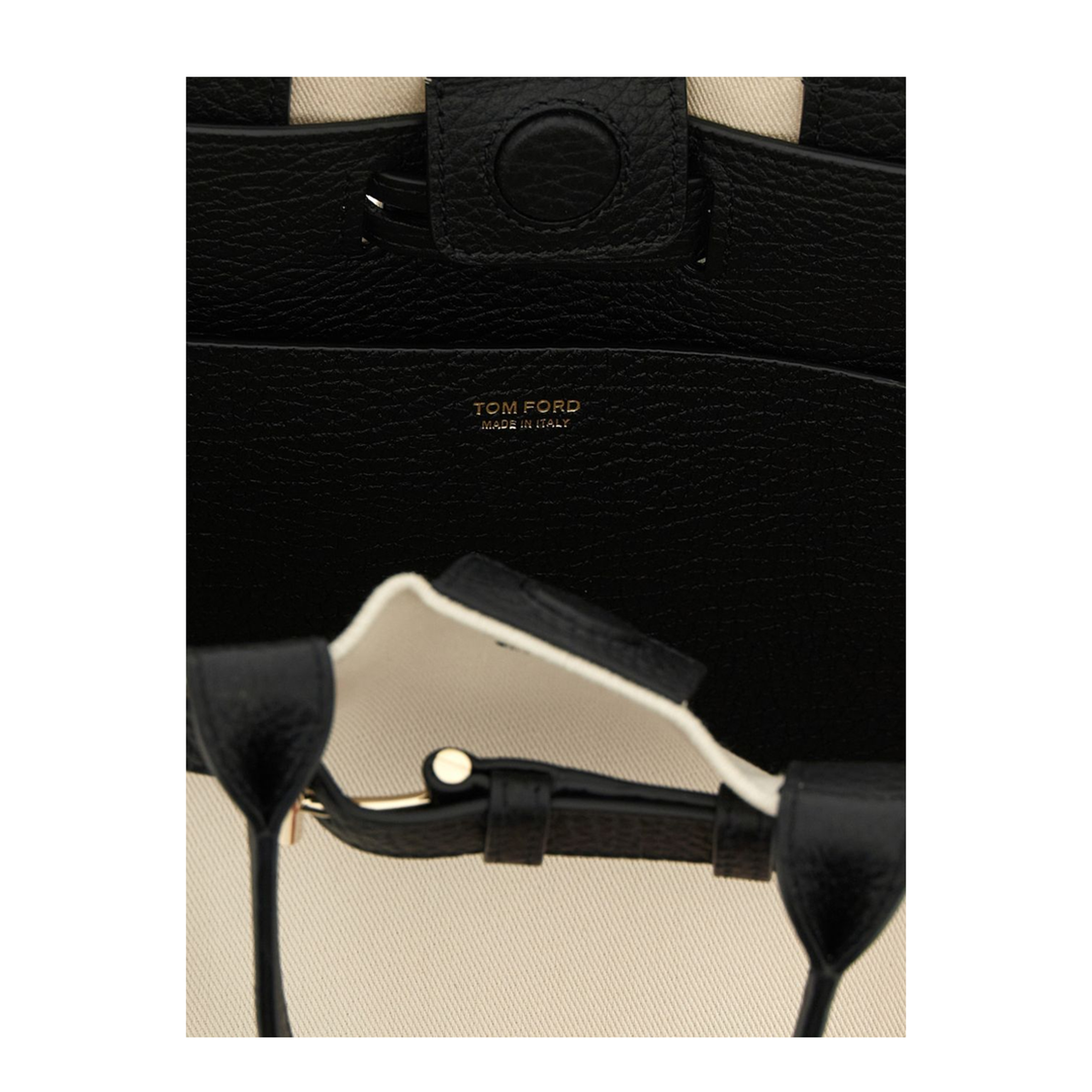 Audrey Small Canvas Shopping Bag - Ecru/Black - Image 4
