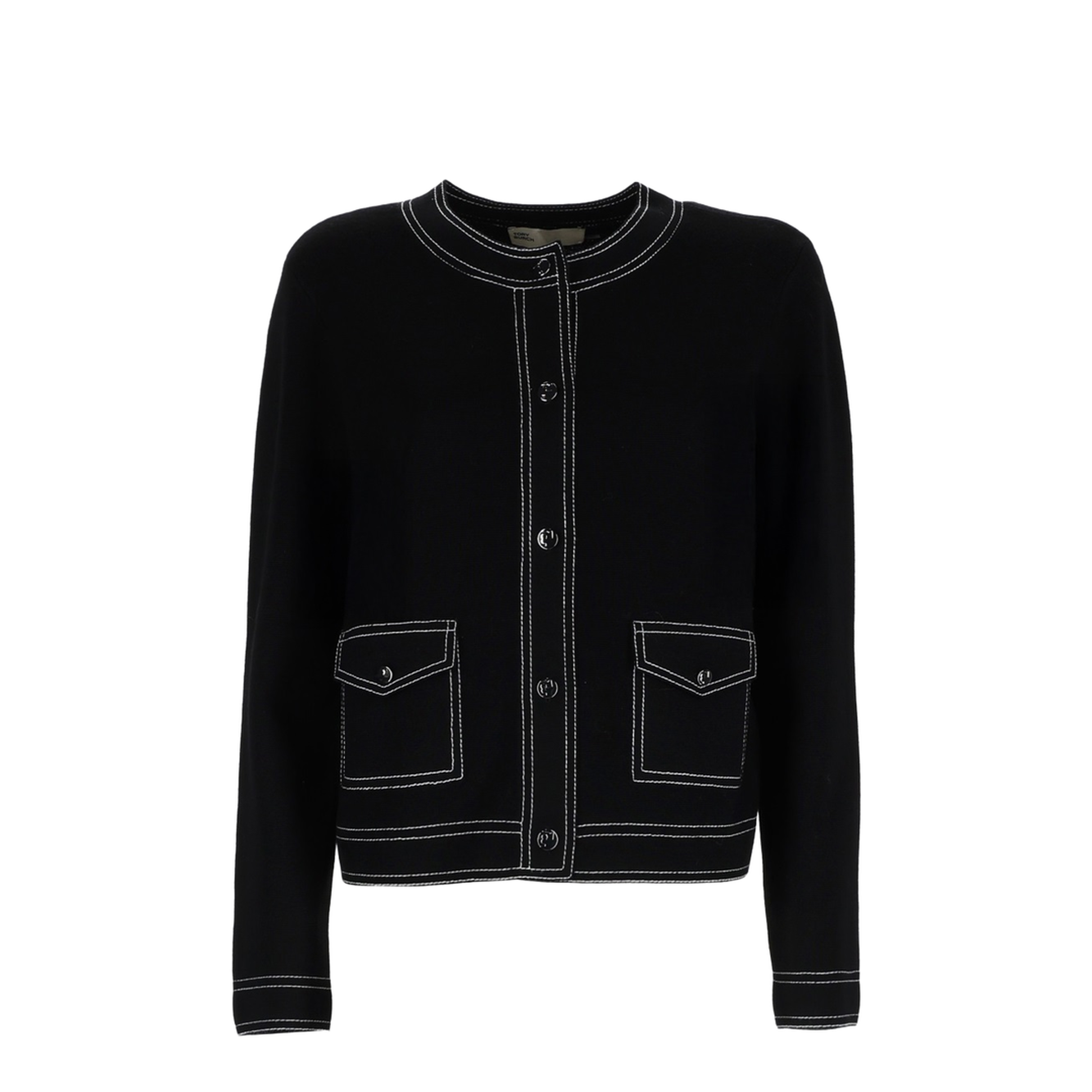 Wool Cardigan Contrast Stitching - Image 1