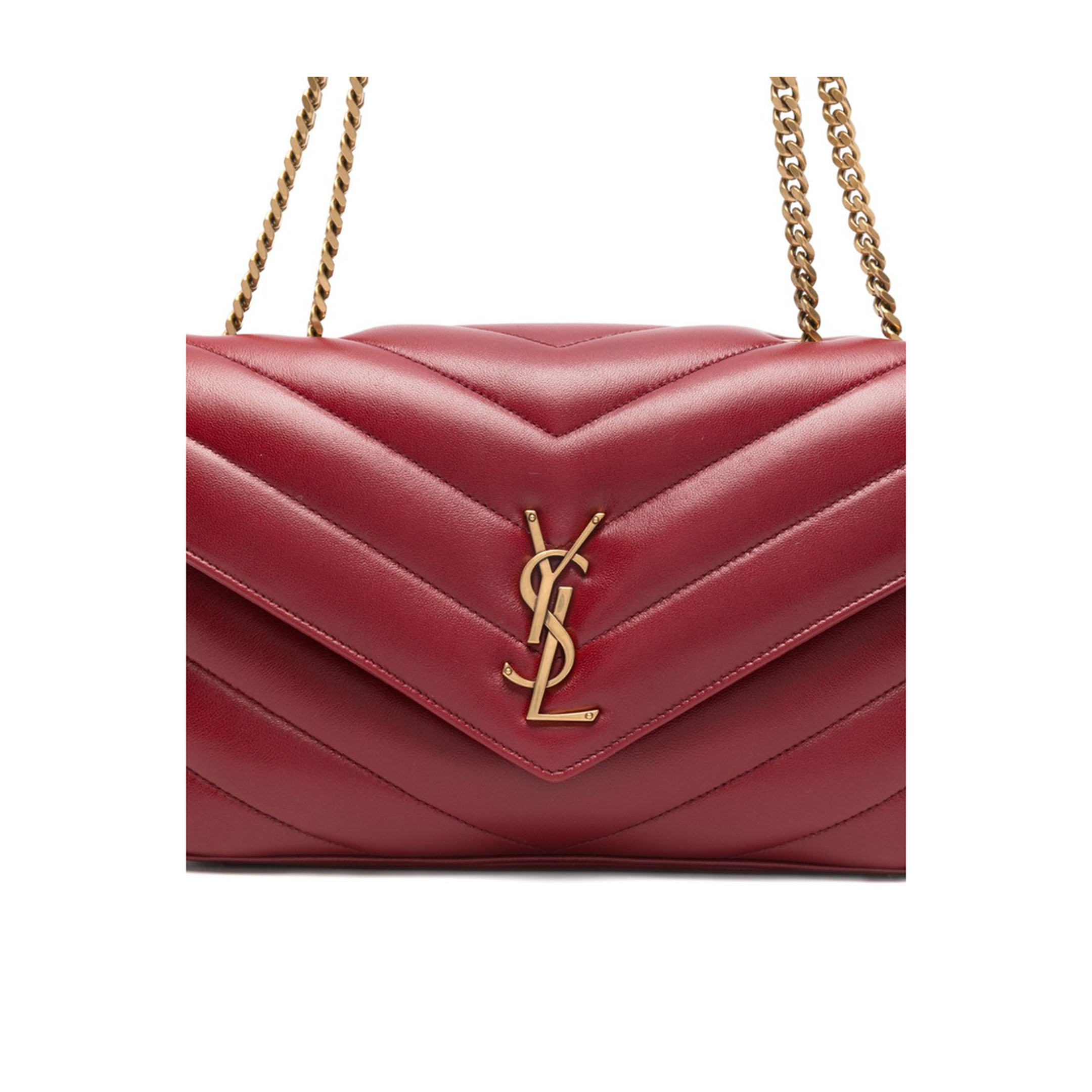 Loulou Medium Matelassé Lambskin Shoulder Bag - Carmine Red - Image 4