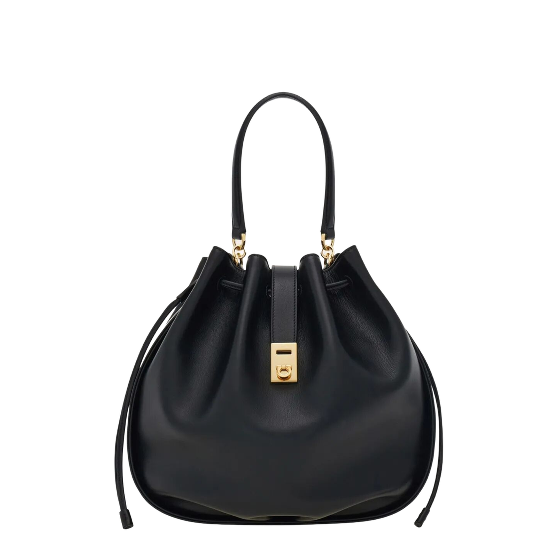 Hug Medium Calf Leather Bucket Bag - Nero - Image 1