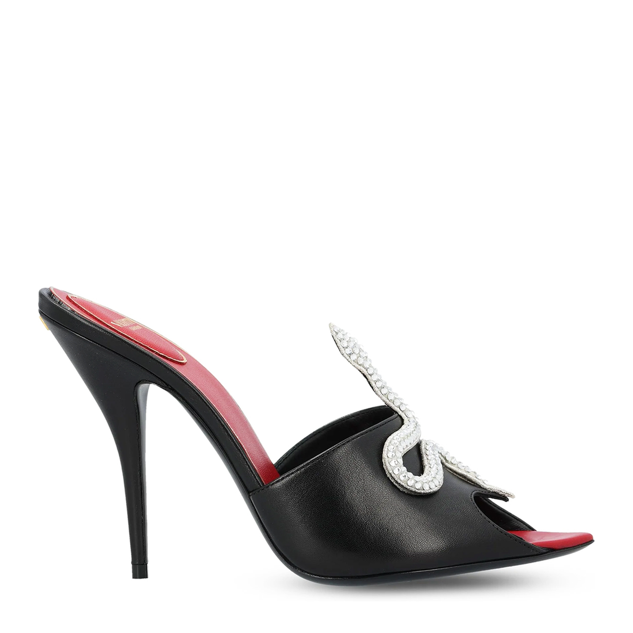 Black Coeur Vipère Slide Sandals in Goatskin - Image 1