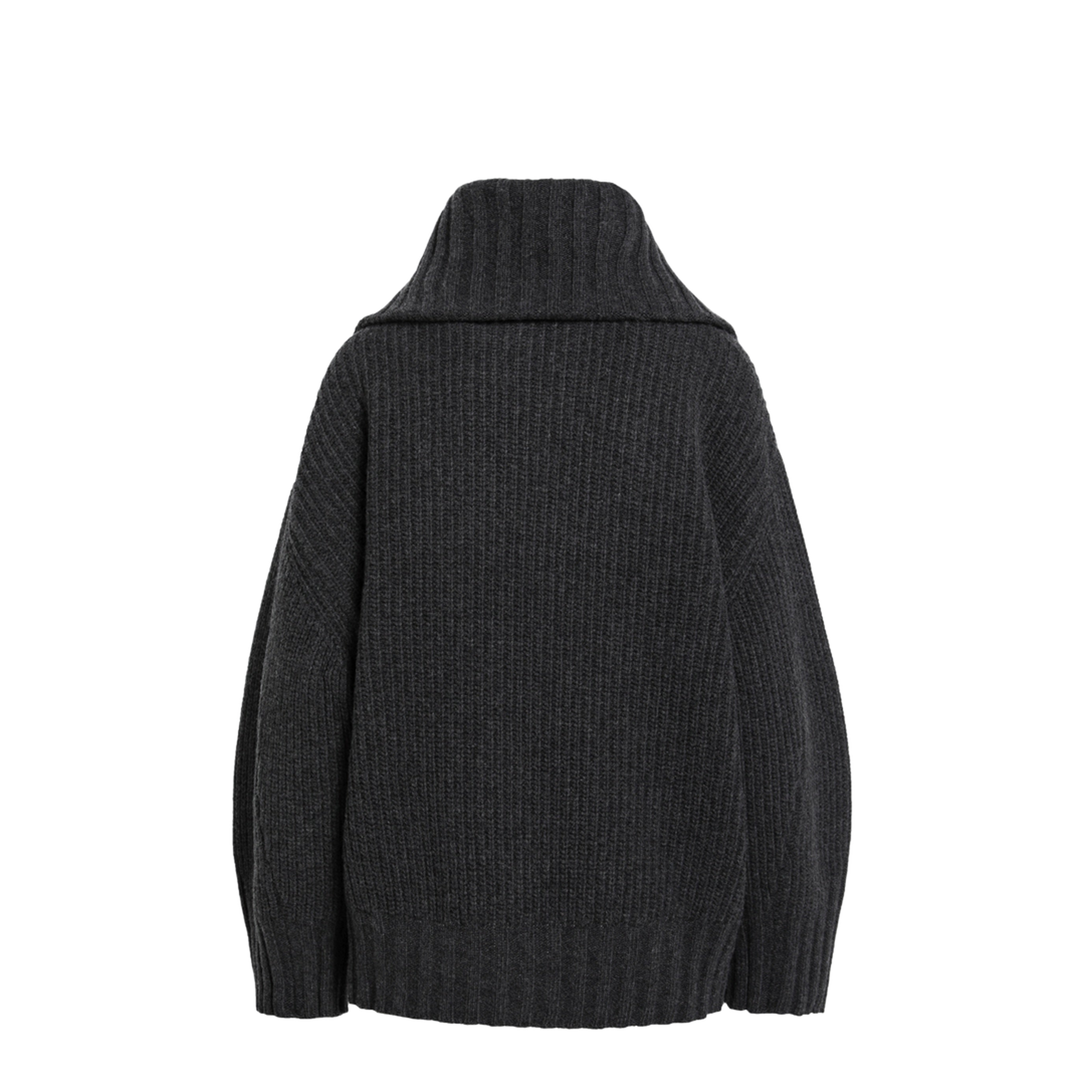 Dark Grey Wool and Cashmere Sweater with Zip - Image 2