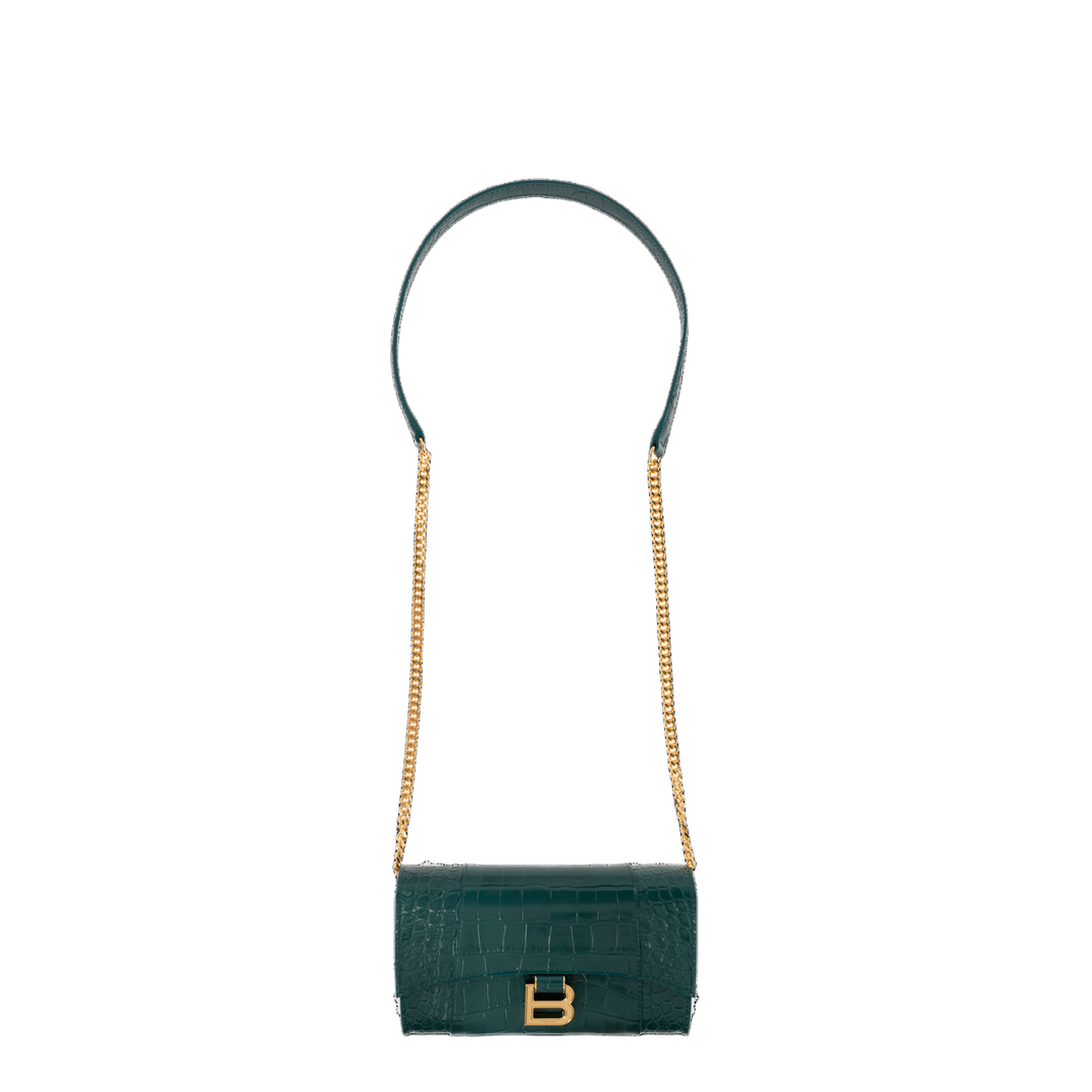 Hourglass Calfskin Wallet On Chain - Dark Emerald - Image 1