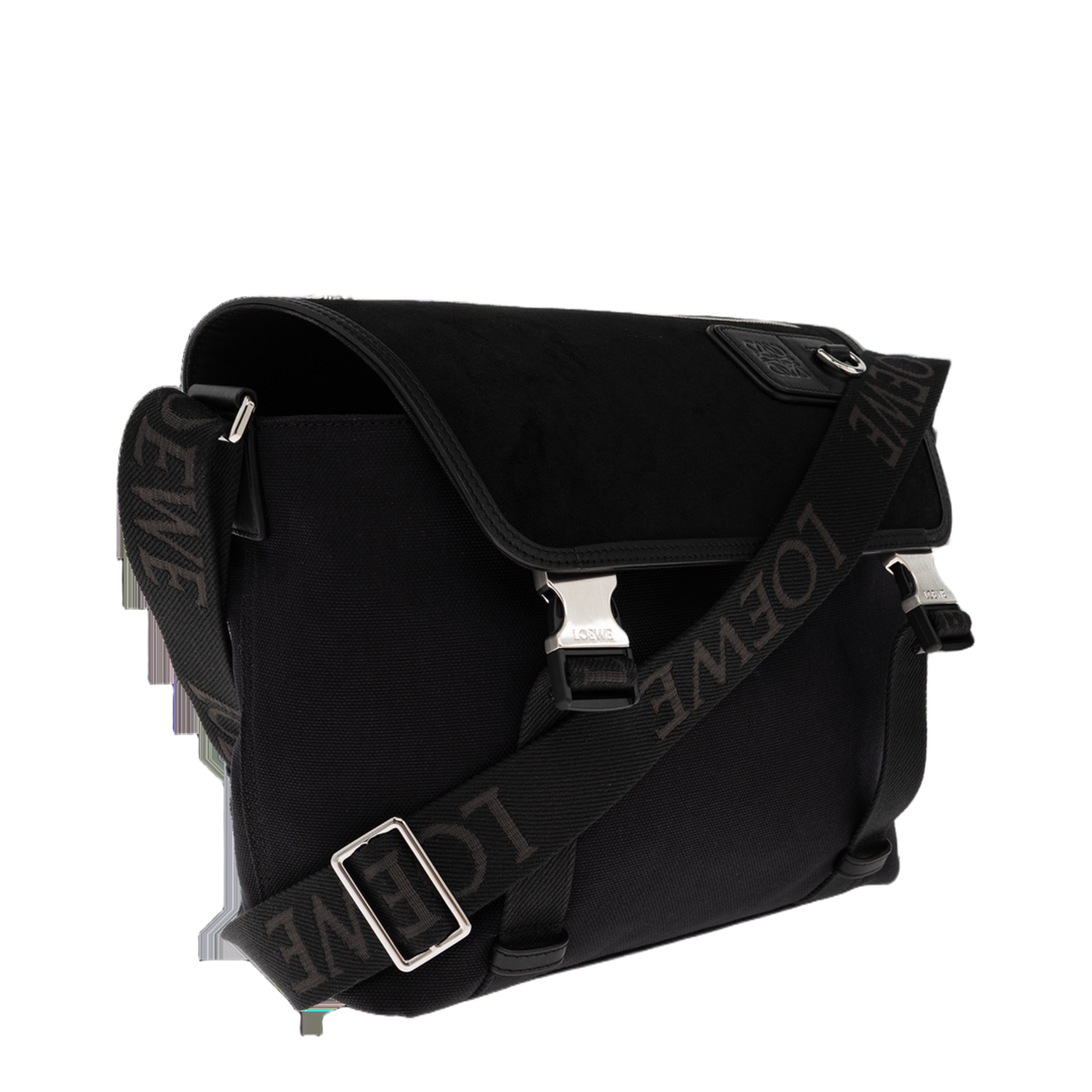 Flex Medium Canvas and Suede Messenger Bag - Black/Dark Gold - Image 3