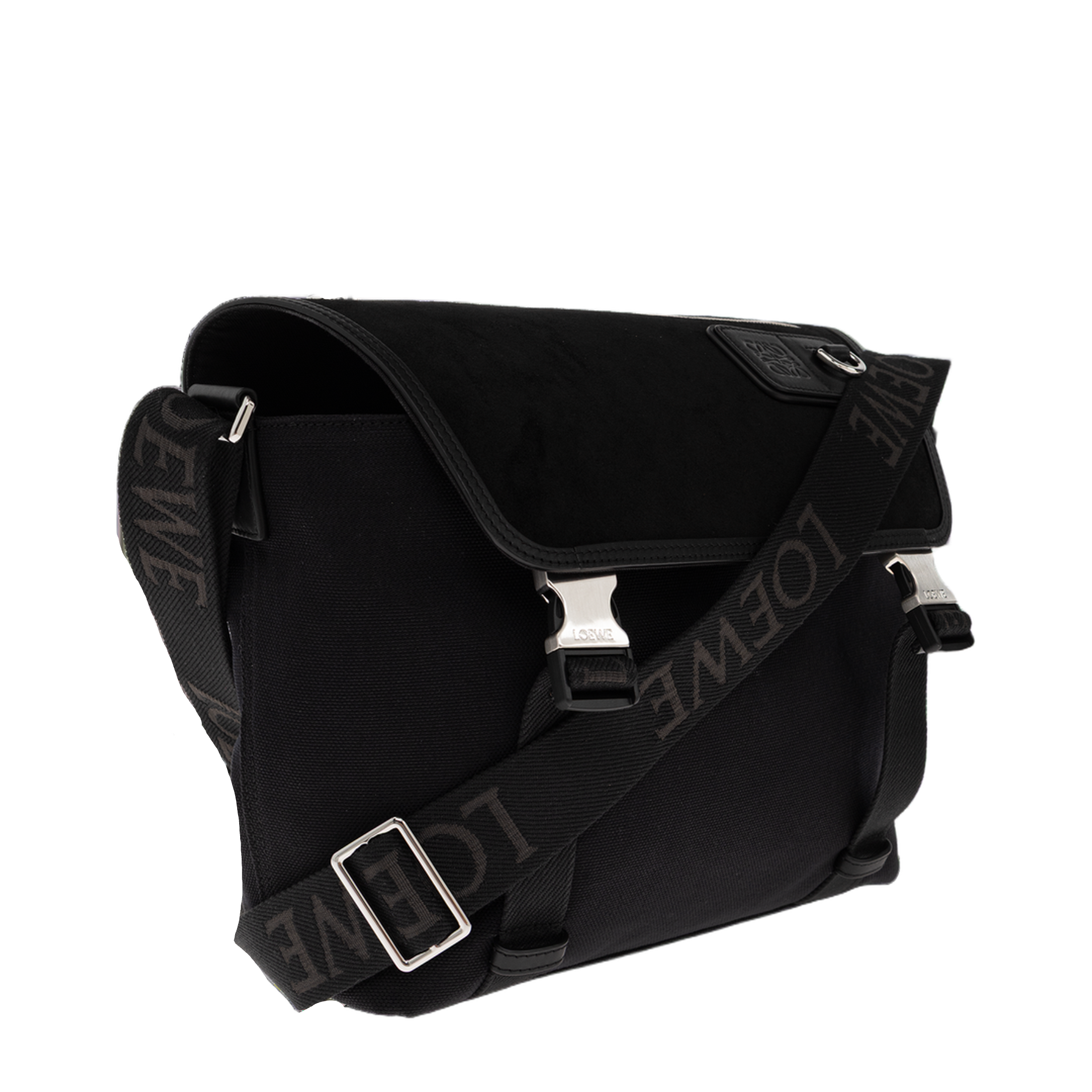 Flex Medium Canvas and Suede Messenger Bag - Black/Dark Gold - Image 3
