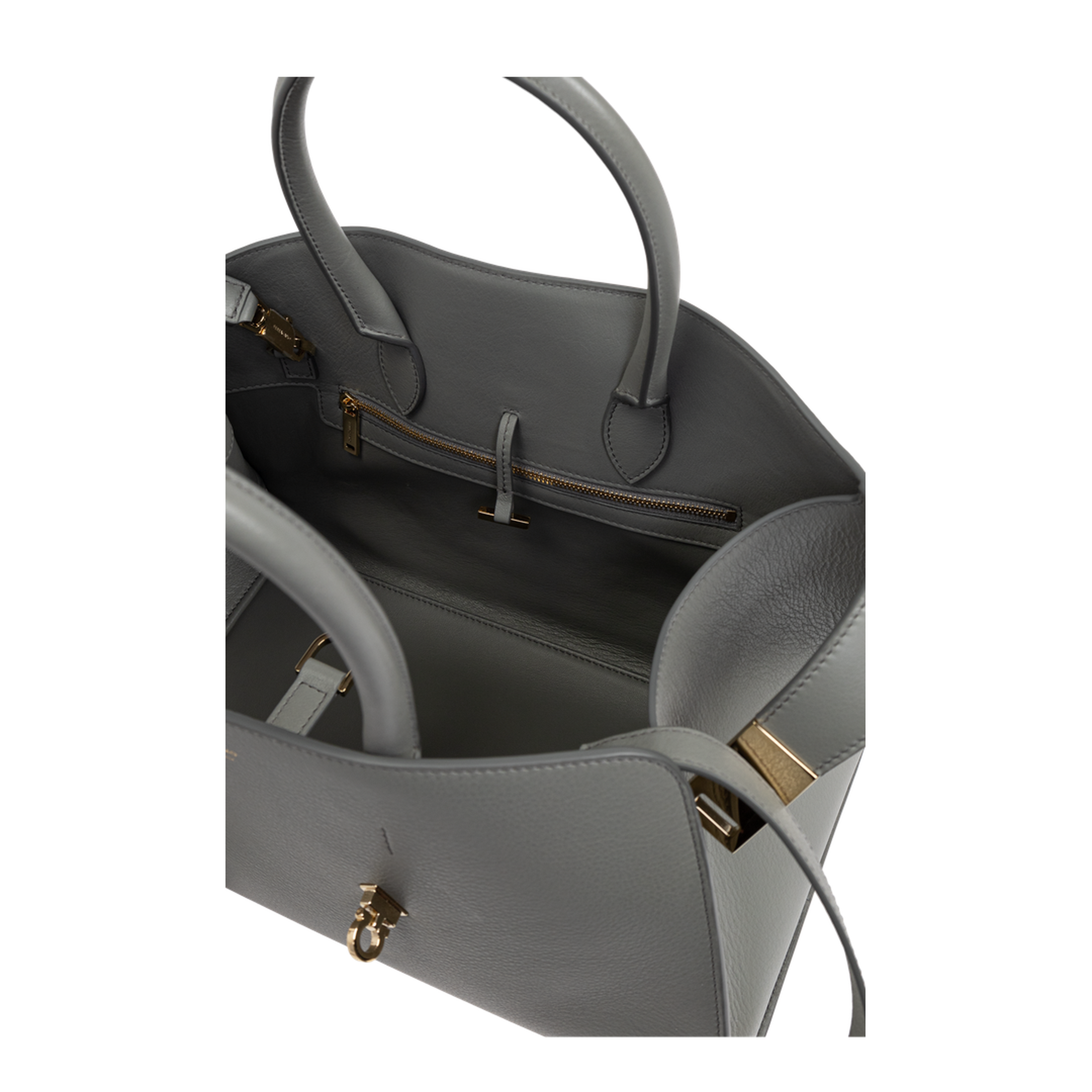 Hug Medium Leather Handbag - Ash Grey - Image 5