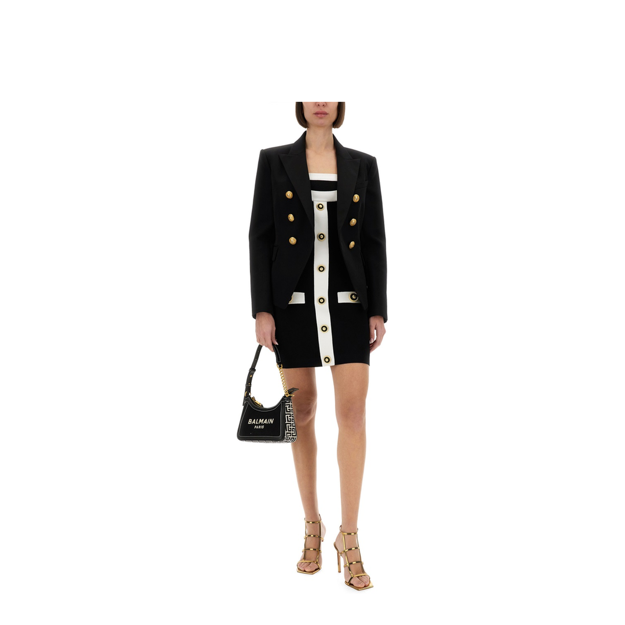 Two-Tone Halterneck Knit Dress - Image 2