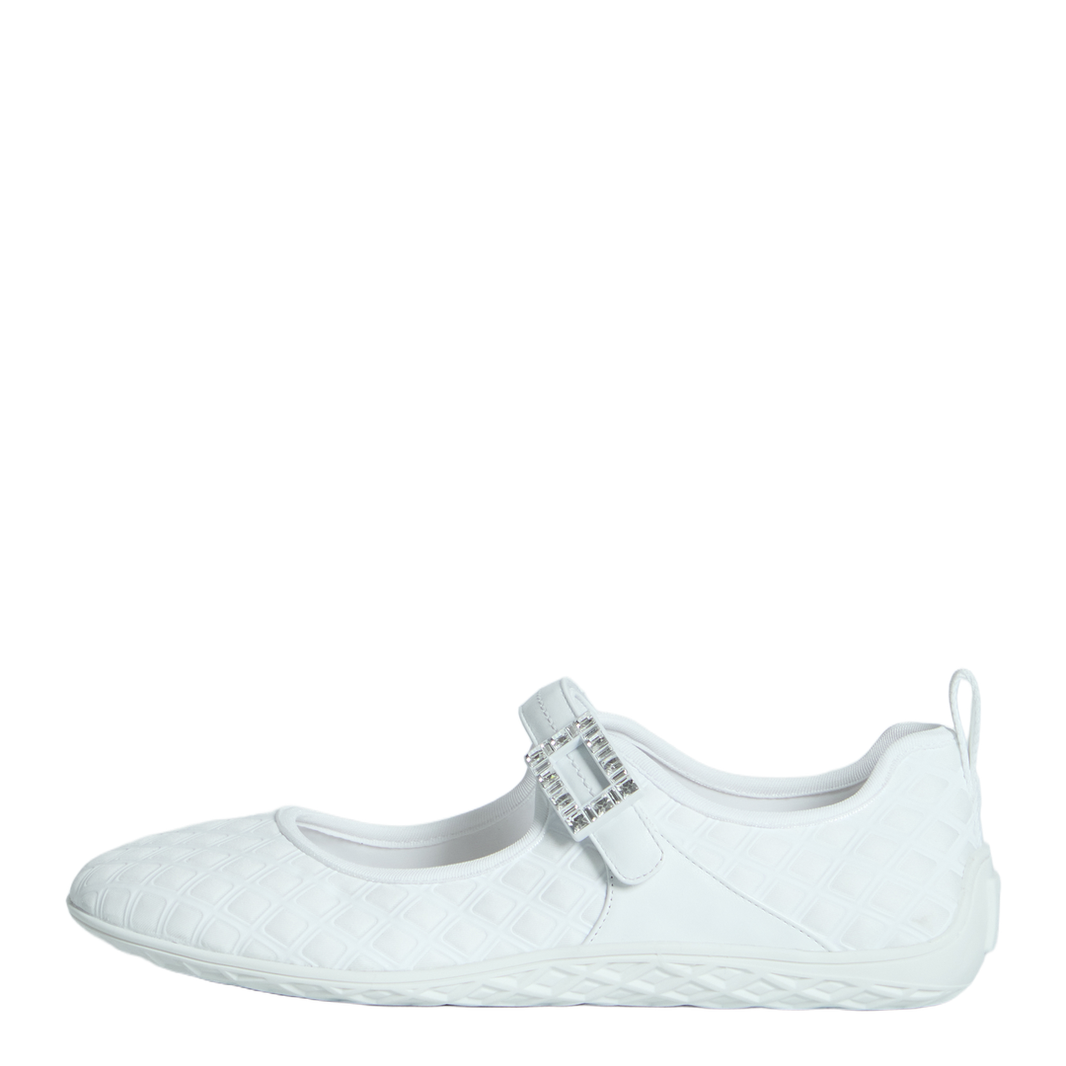 Low Ballerina Flats with Fabric Strap in White - Image 4