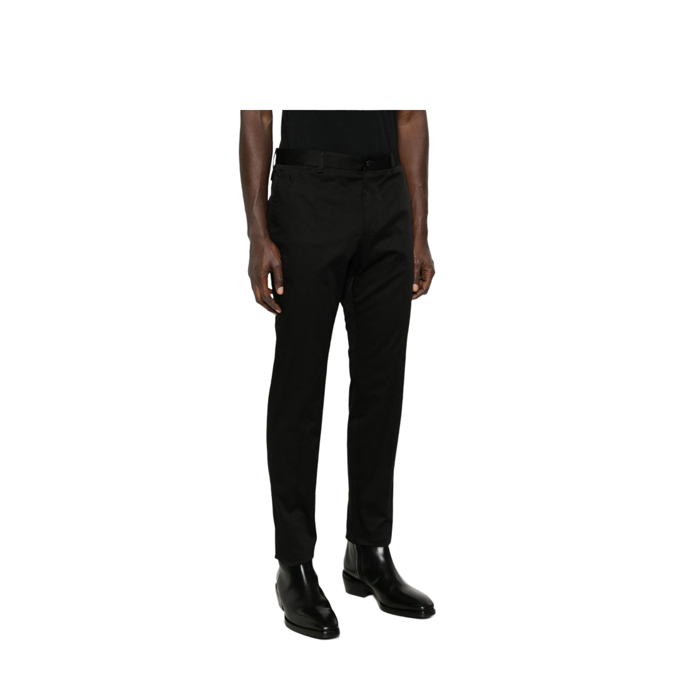 Logo-Embroidered Tapered Leg Cotton Trousers - Image 2