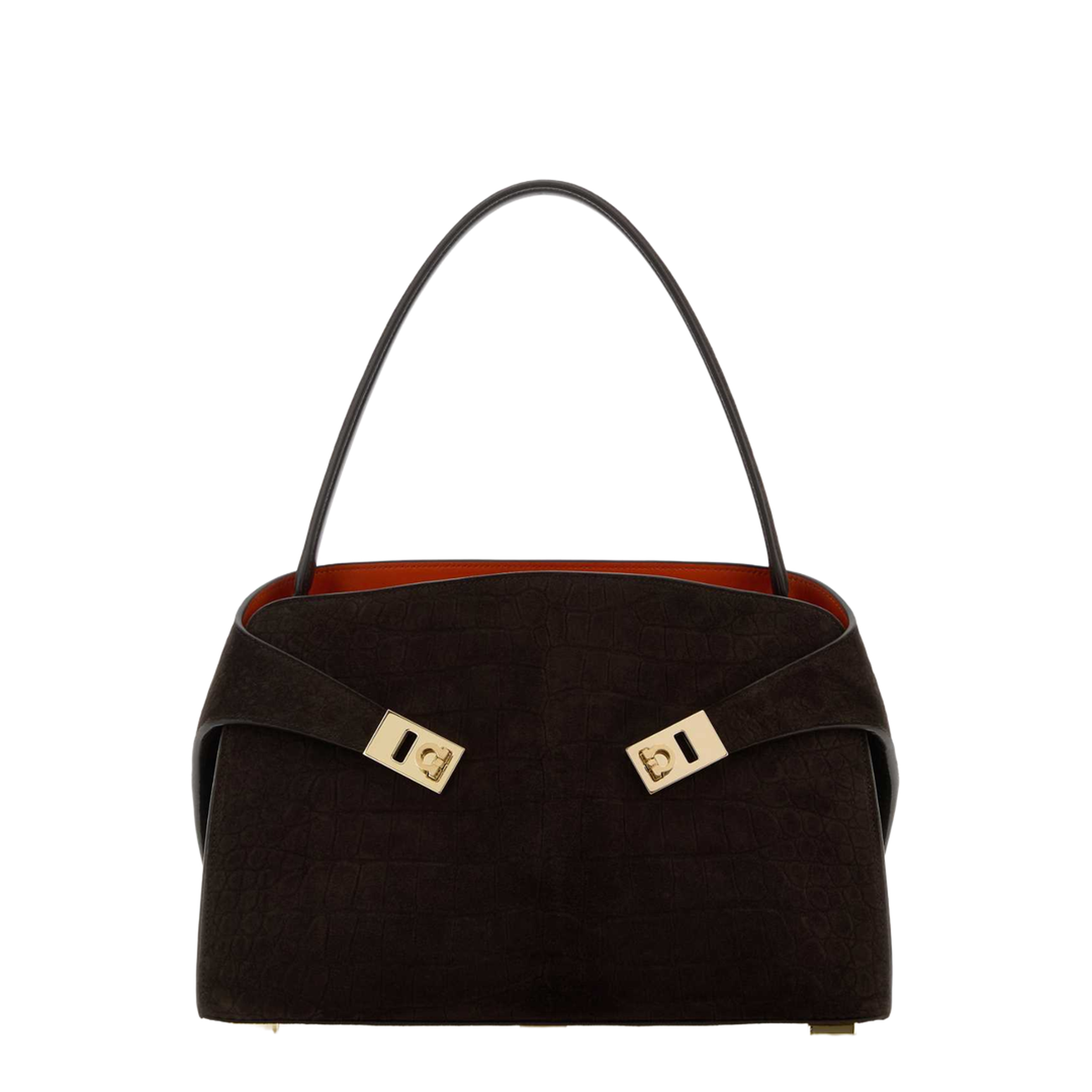 Hug Soft Medium Suede Shoulder Bag - Dark Brown - Image 1