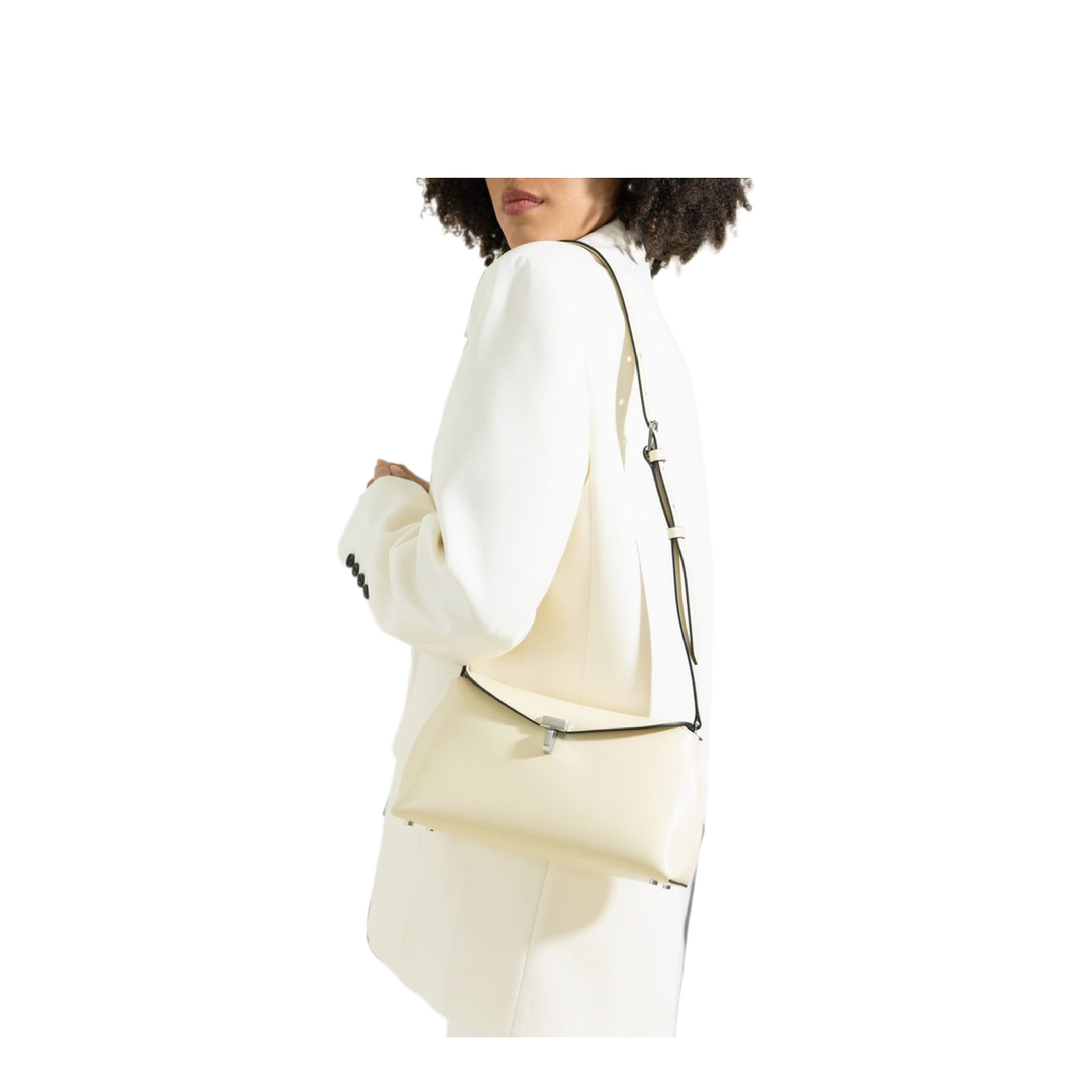 T-Lock Leather Clutch - Beige - Image 4