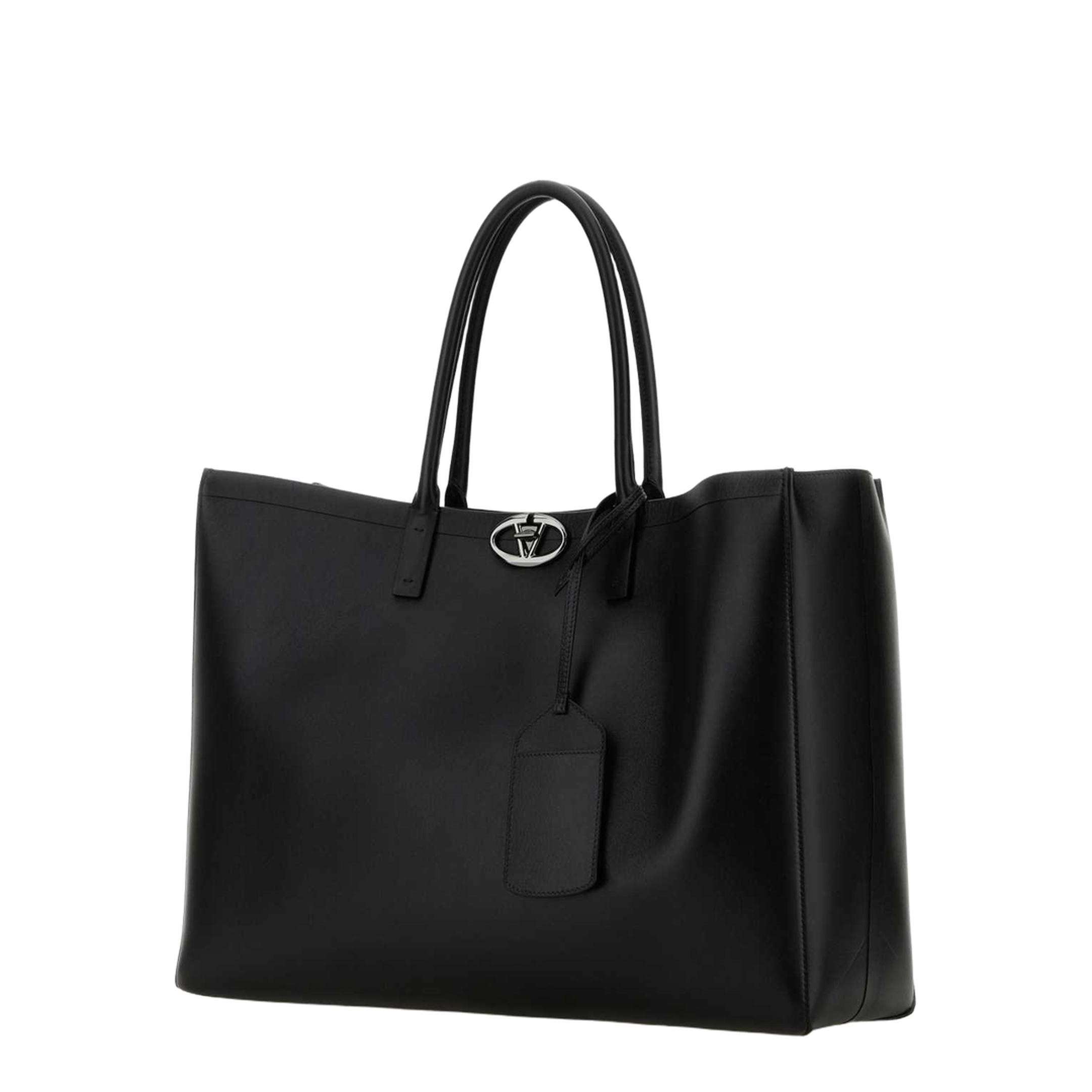 VLogo Calf Leather Shopping Bag - Nero - Image 2