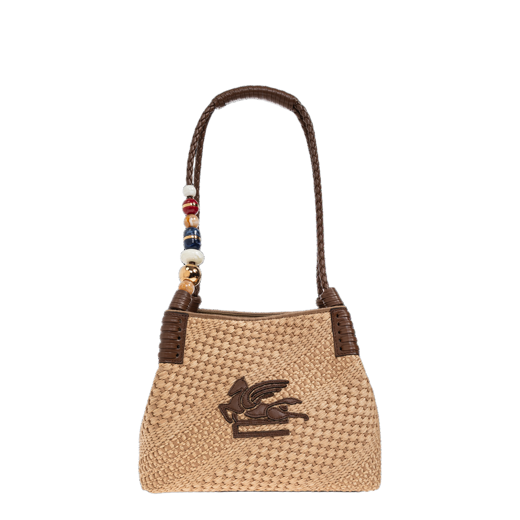 Small Raffia Libra Tote Bag - Brown - Image 5