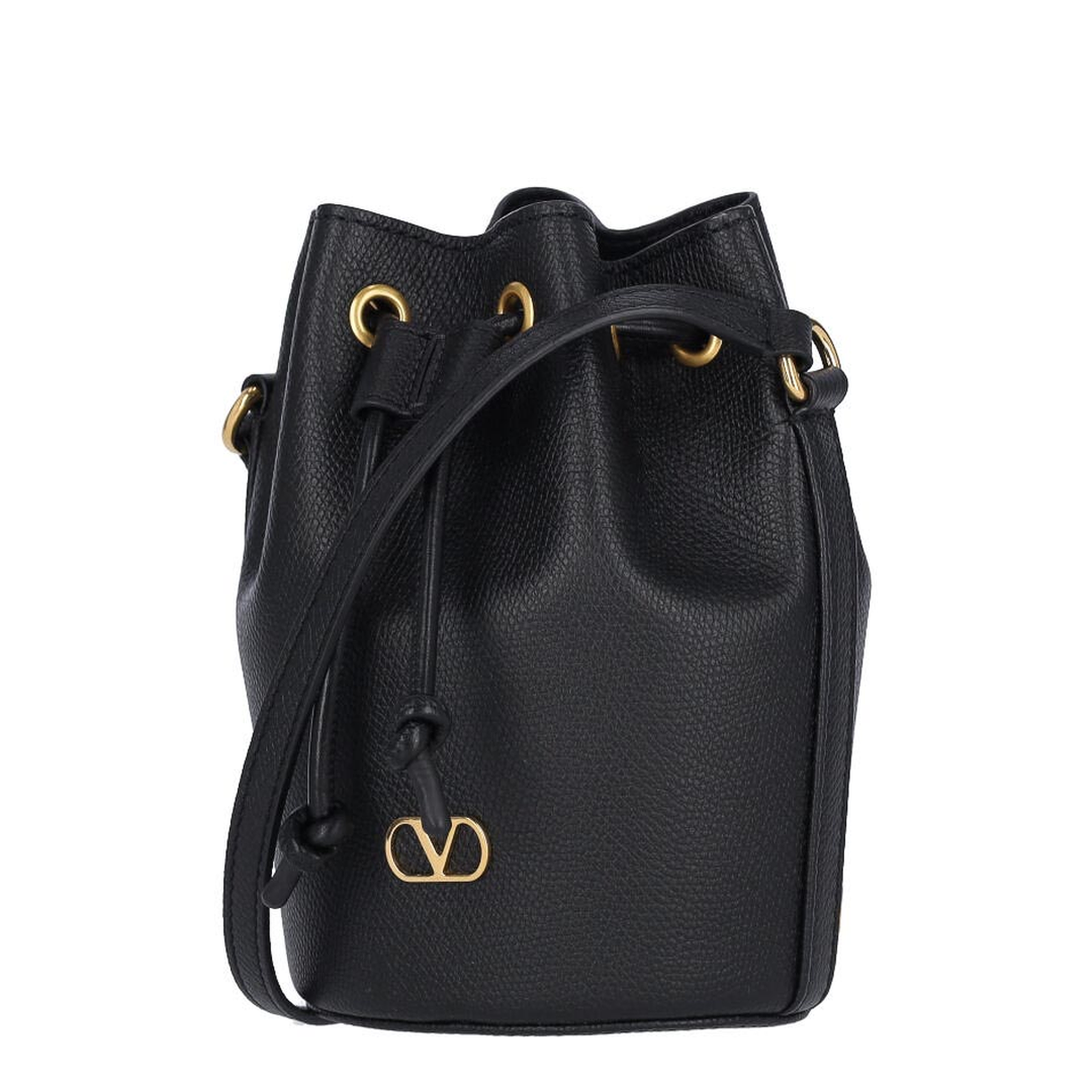 Black Leather Bucket Bag - Image 2