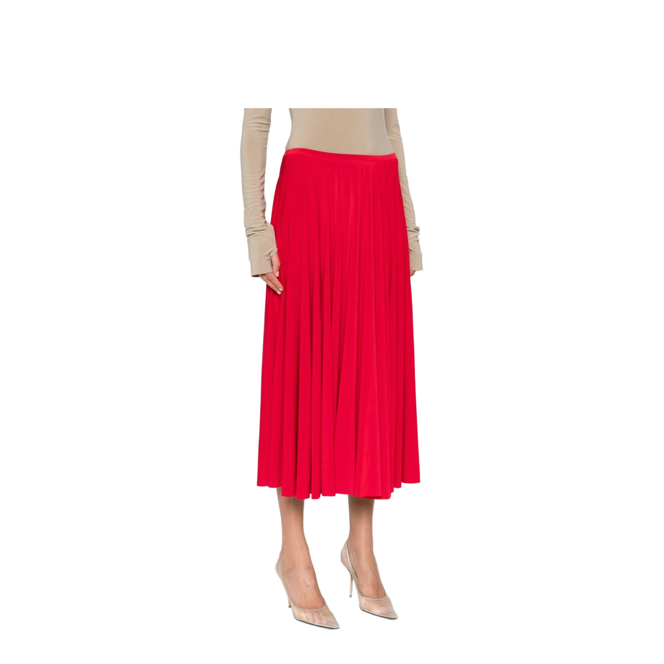 Red Flared Midi Skirt - Image 2