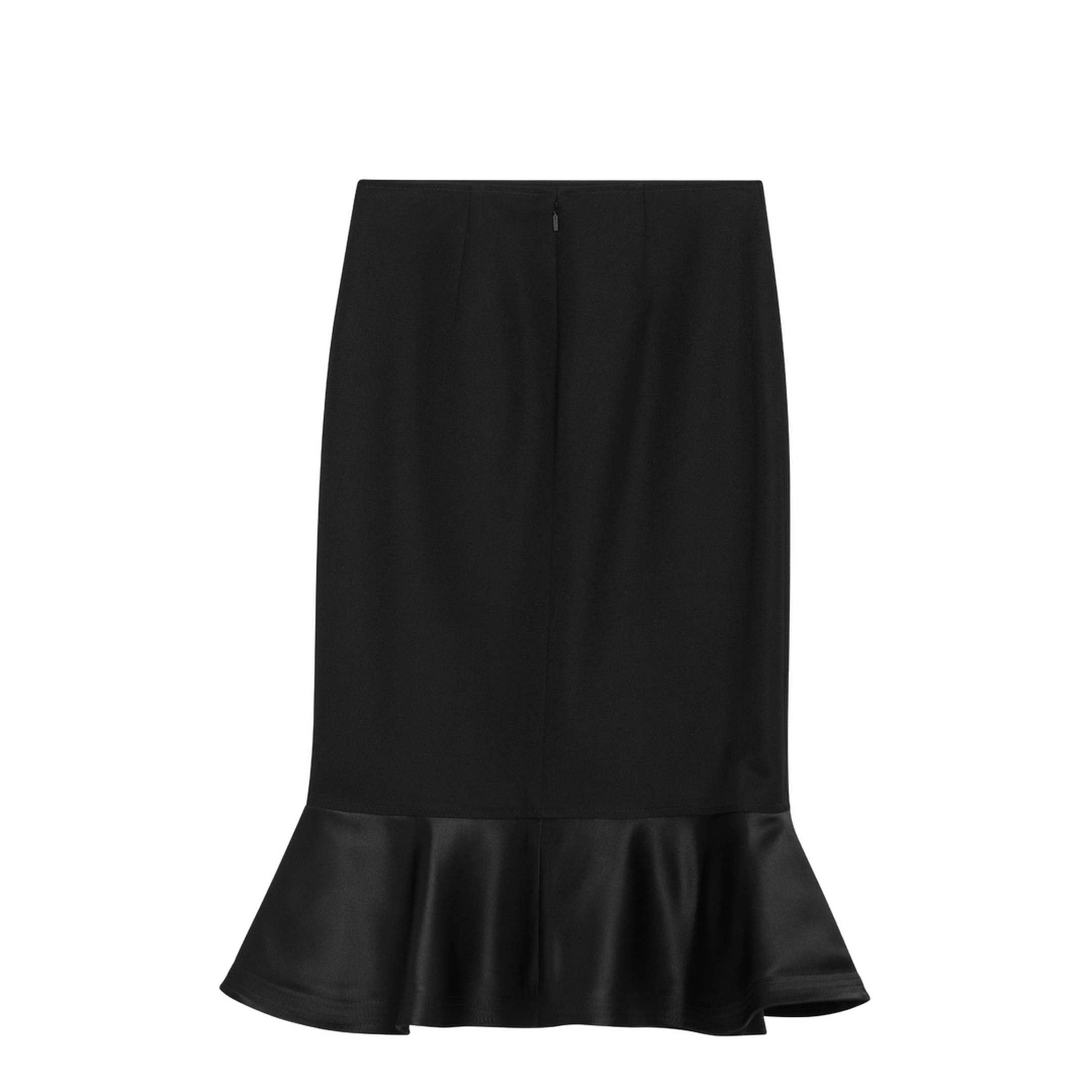 Black Grain de Poudre Wool Skirt - Image 2
