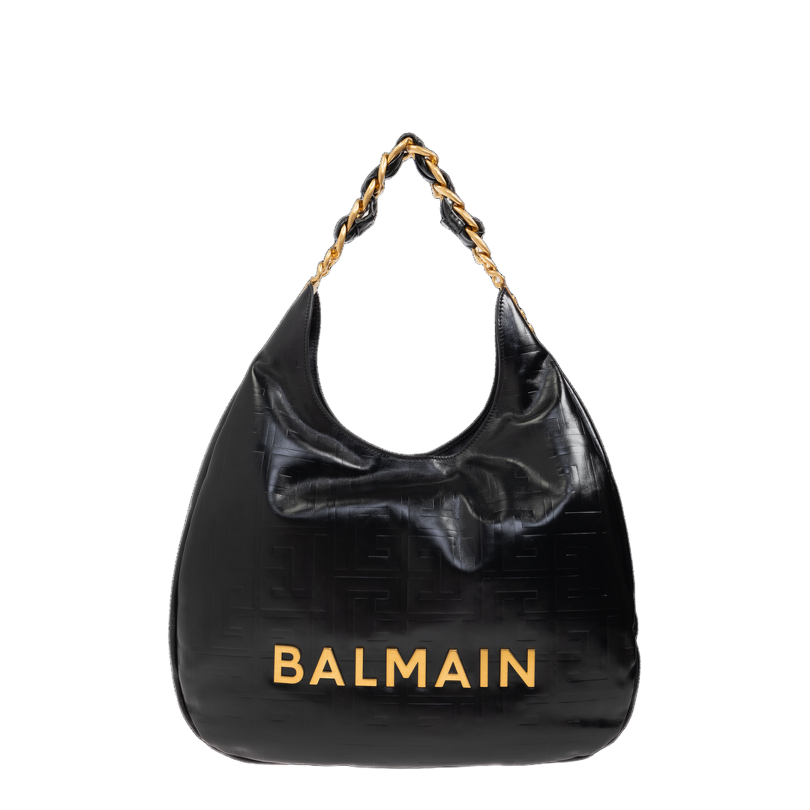 Large Black Calf Leather Bag with Gold Logo - Image 1