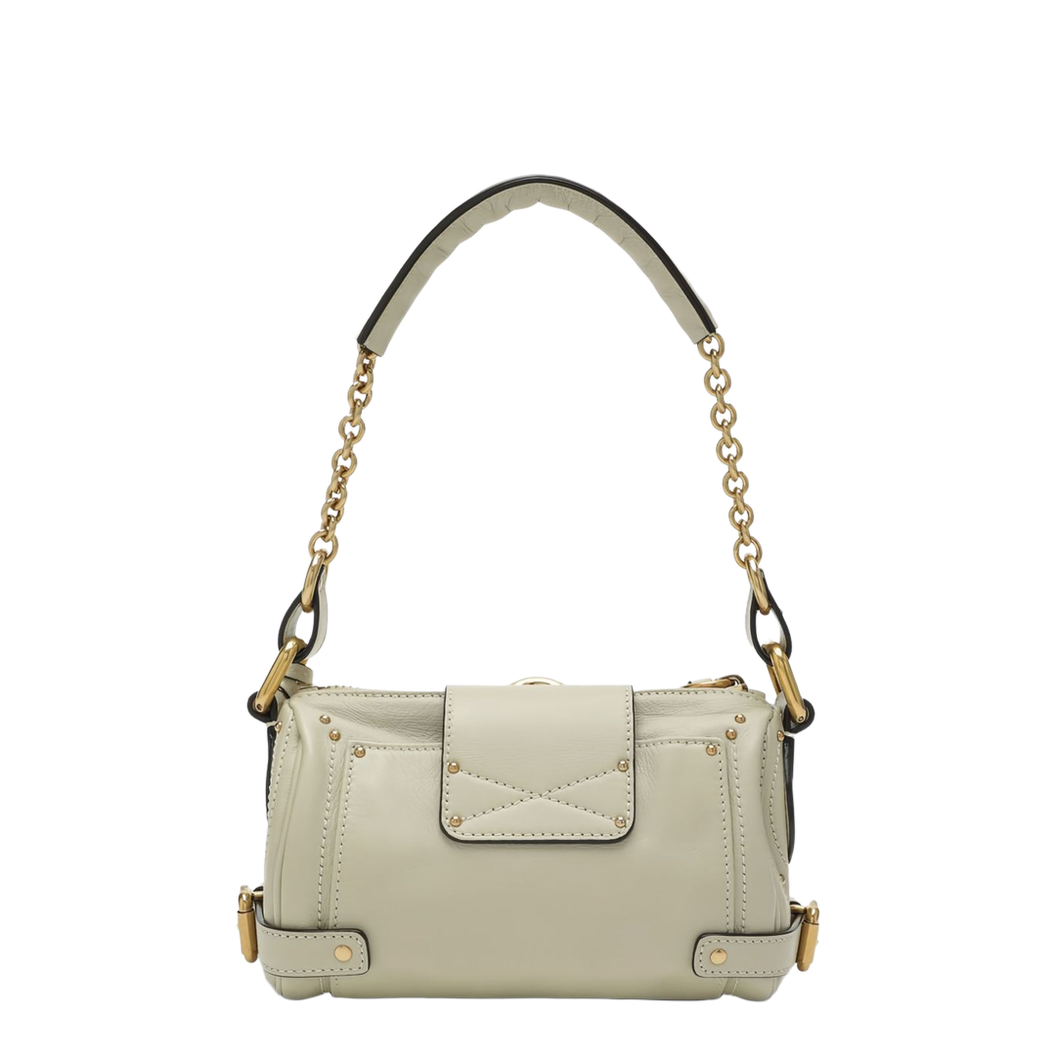 Paddington Small Grained Leather Chain Bag - White - Image 4