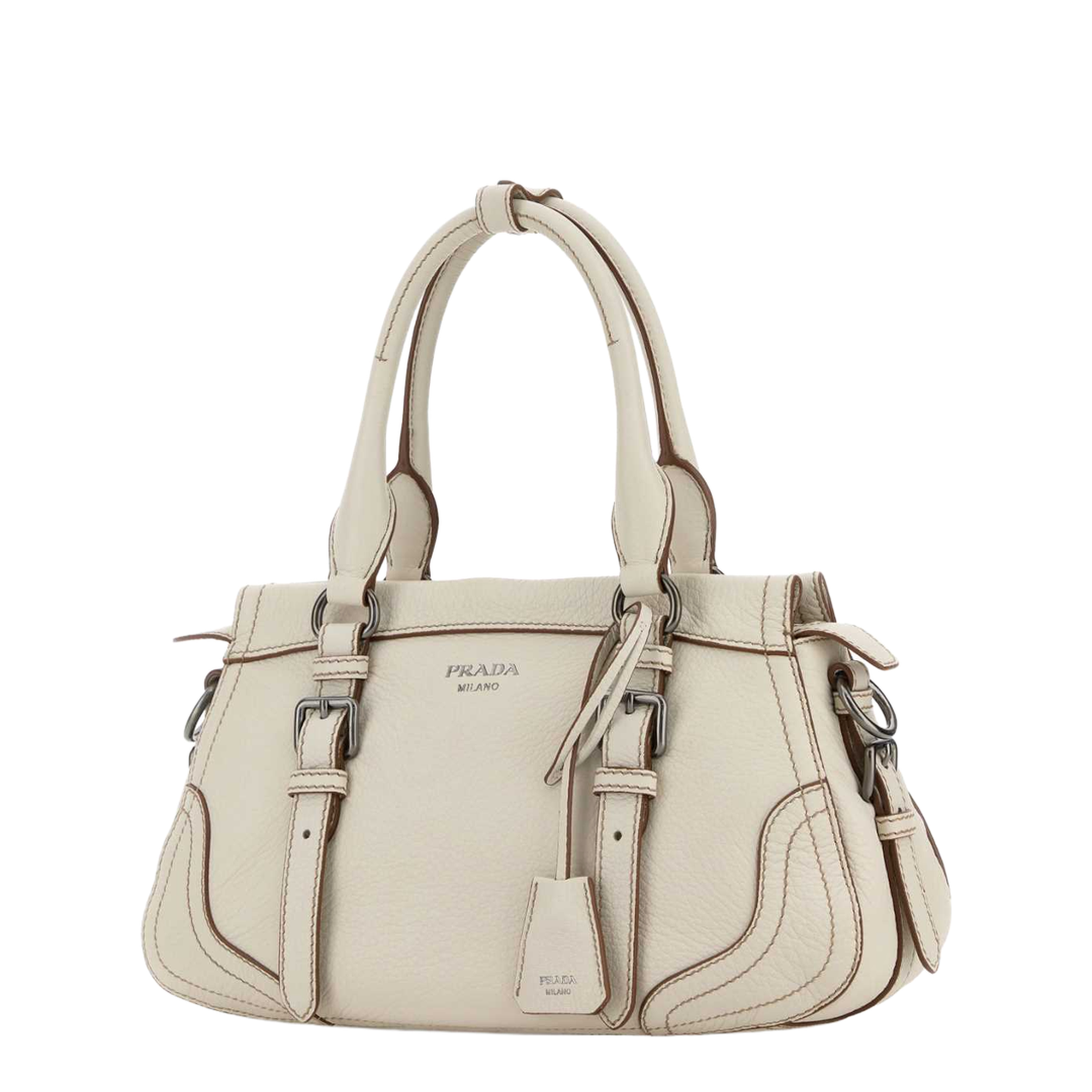 Large Leather Handbags - Off White - Image 2