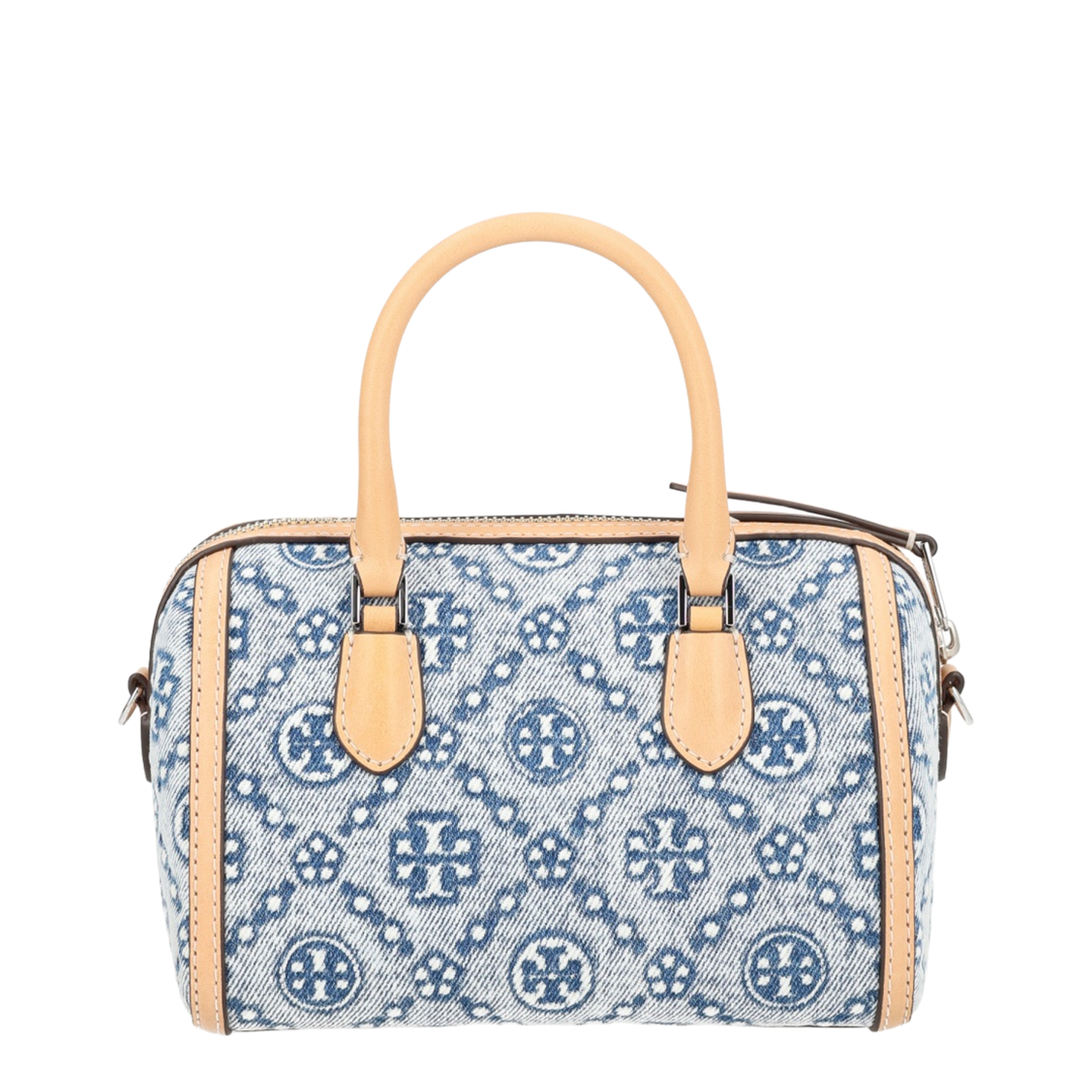 T Monogram Mini Cotton Denim Top-Handle Tote - Blue - Image 3