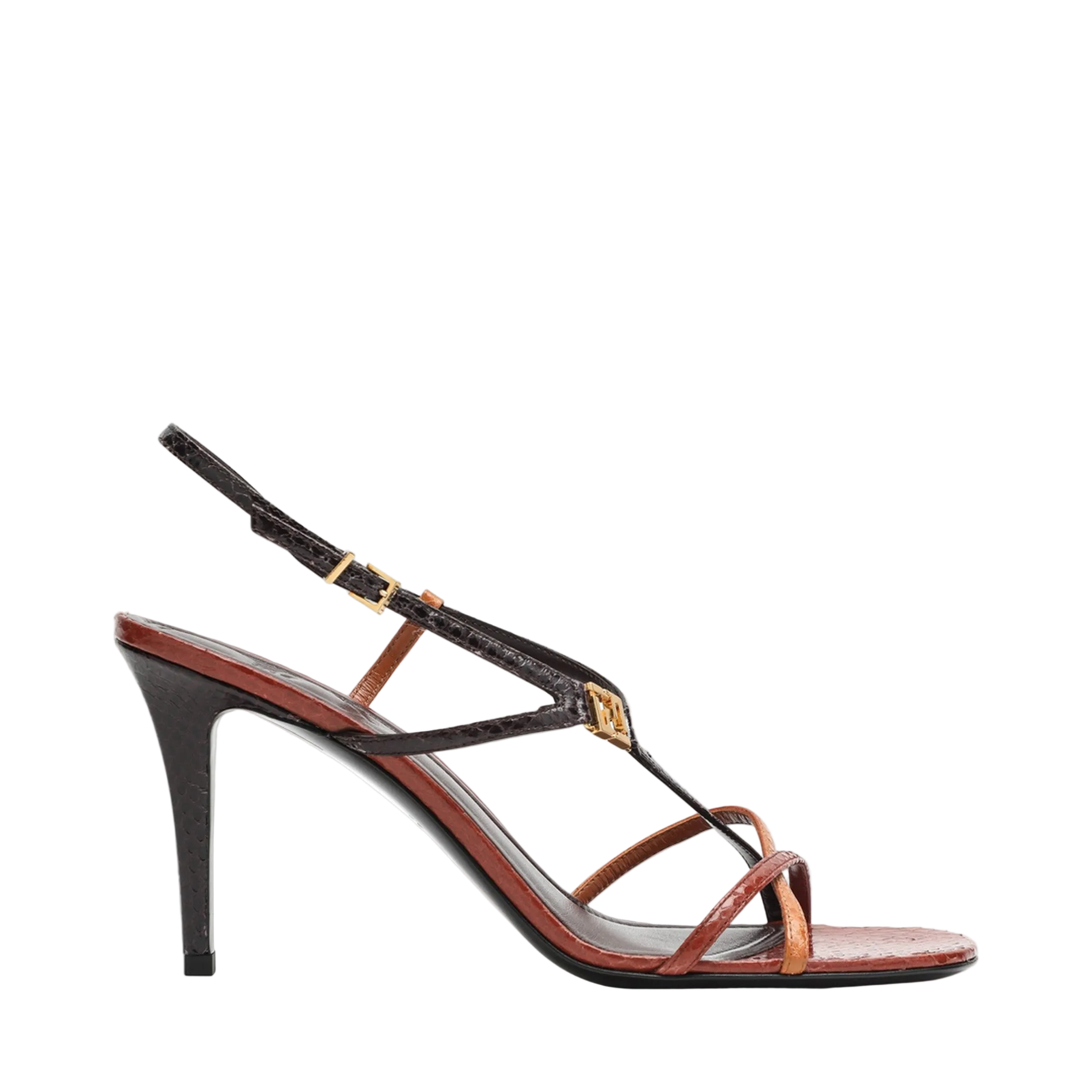 FFold Burgundy/Brown Heel Sandal - Image 1