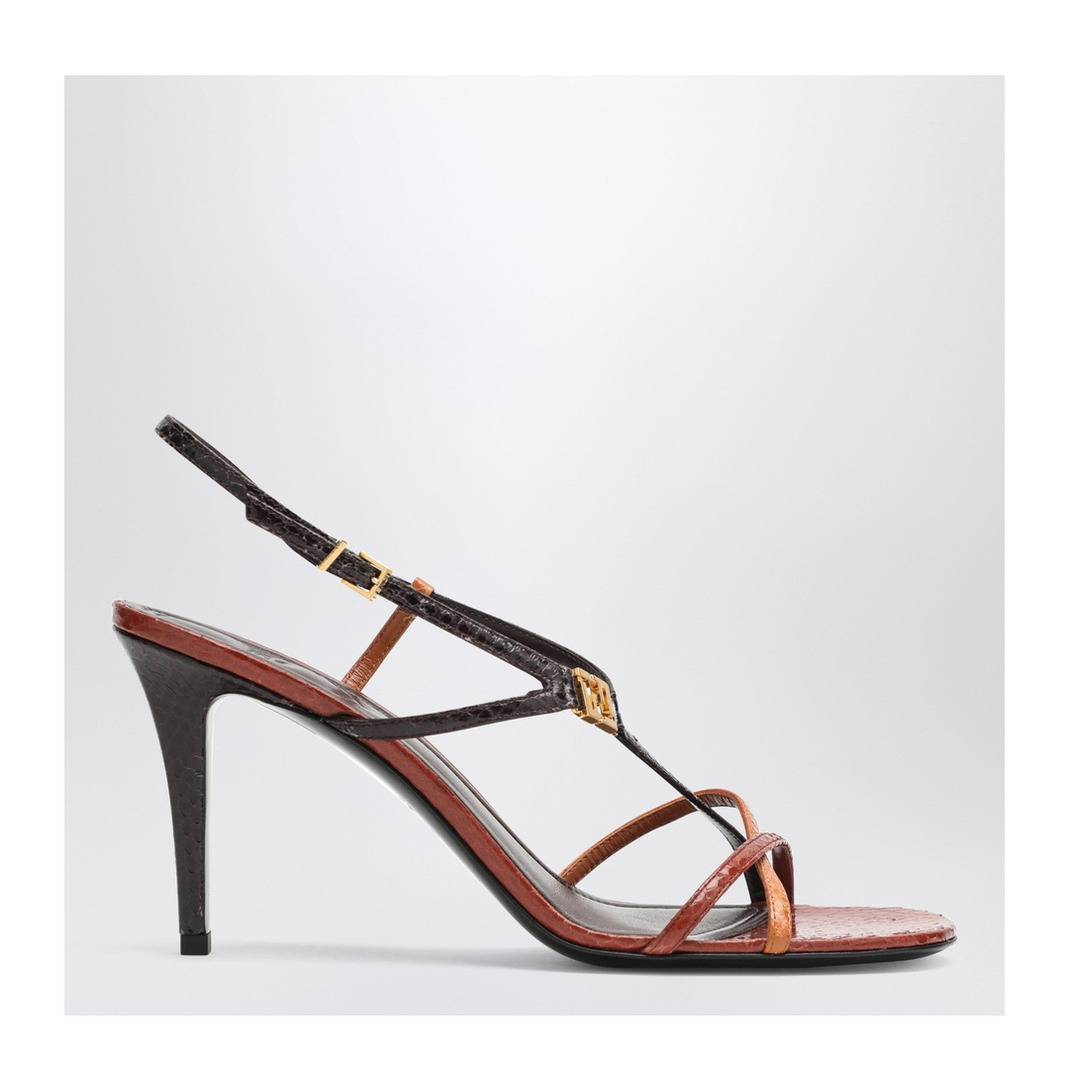 FFold Burgundy/Brown Heel Sandal - Image 1