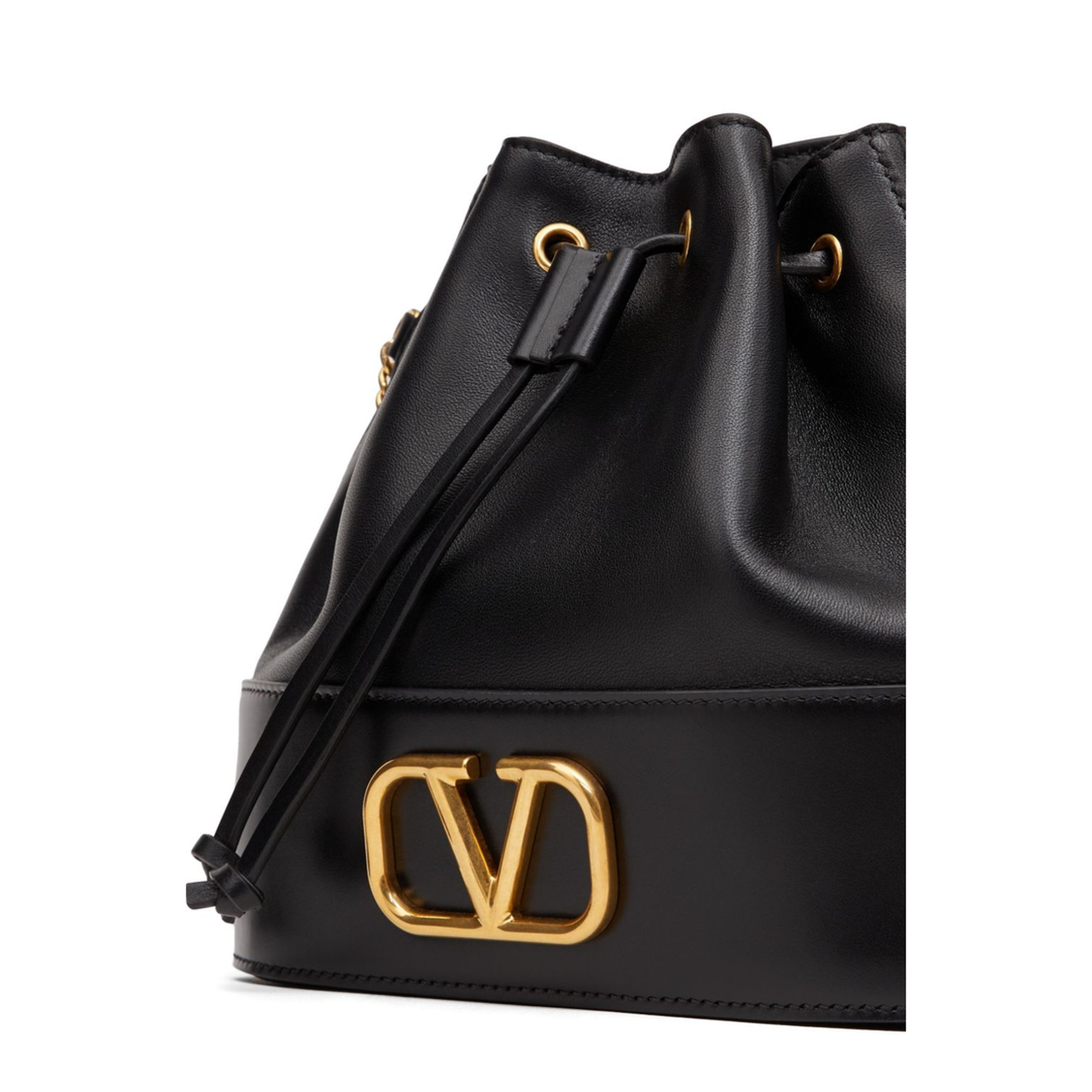 VLogo Signature Mini Nappa Leather Bucket Bag - Black - Image 4