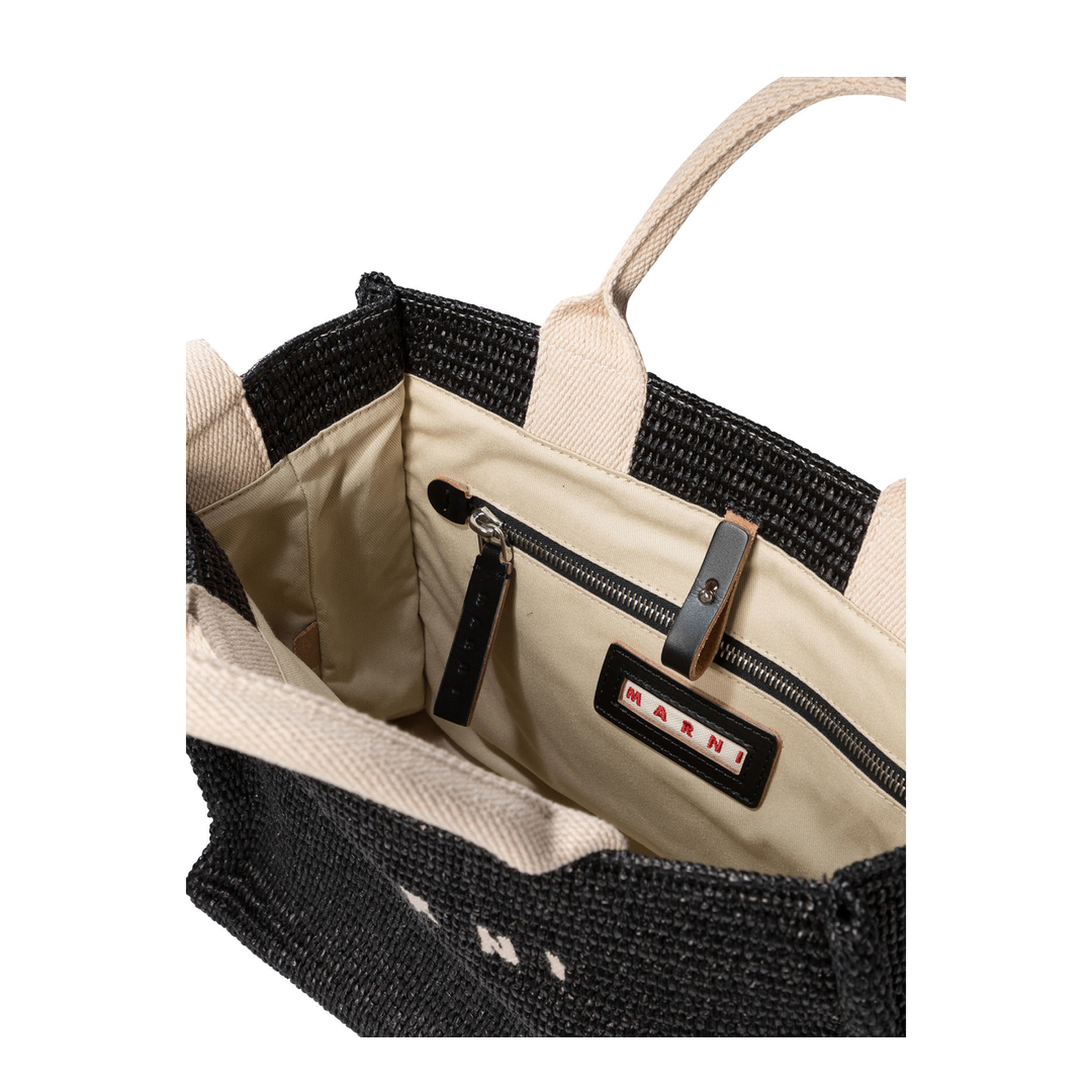 East/West Small Raffia-Effect Tote Bag - Black - Image 5