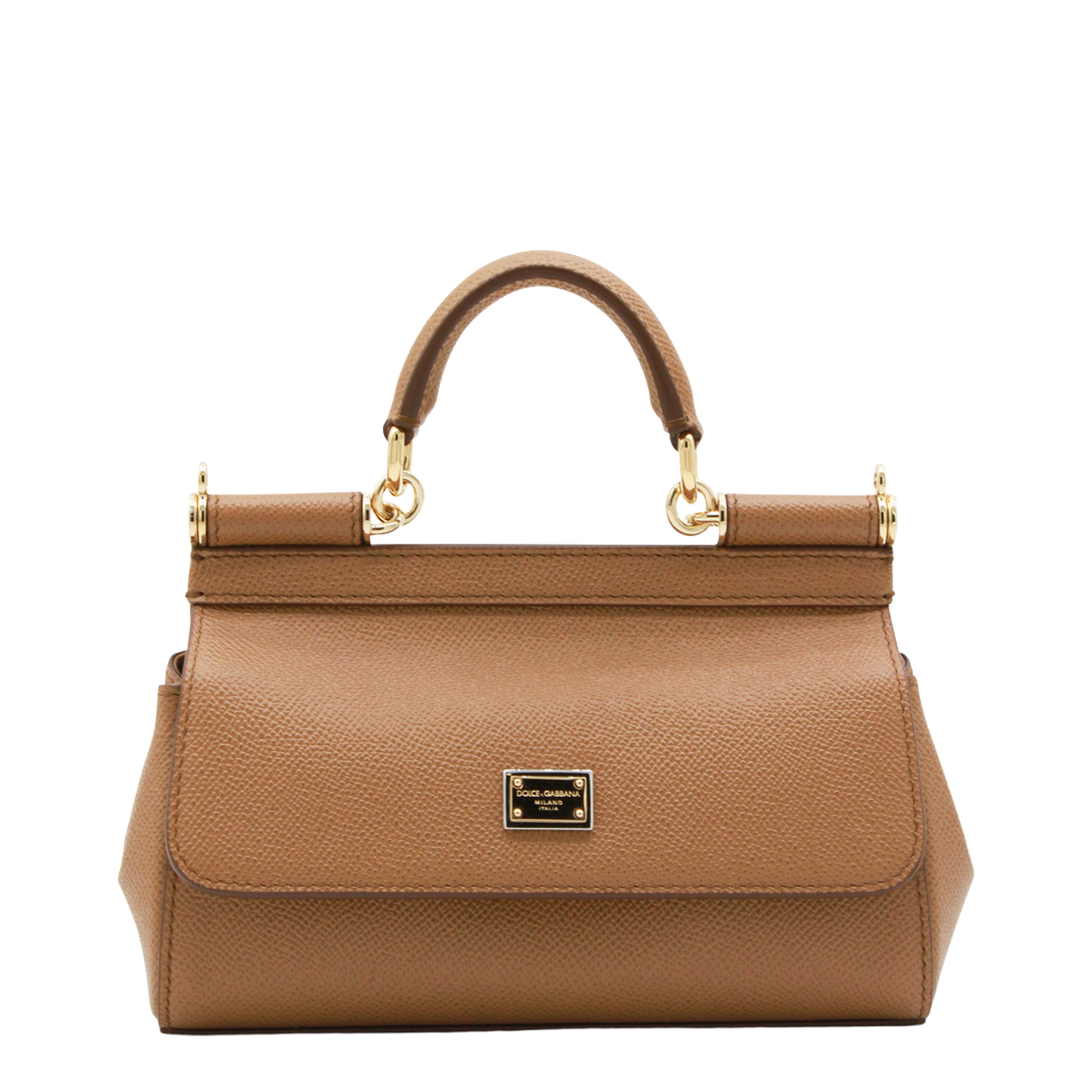 Sicily Mini Calfskin Top Handle Bag - Brown - Image 1