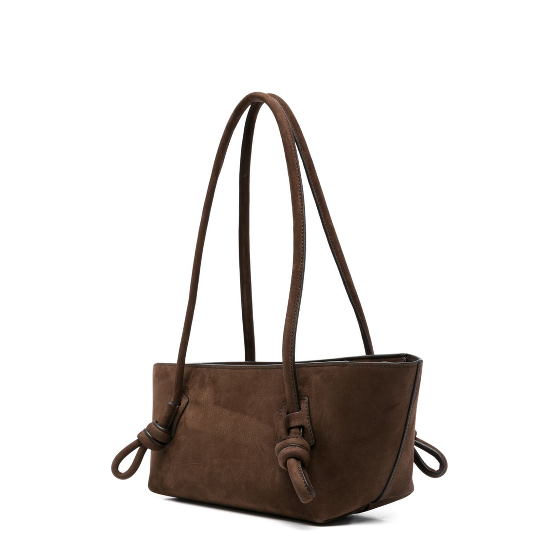 Fleca Nubuck Knotted-Handle Shoulder Bag - Brown - Image 4