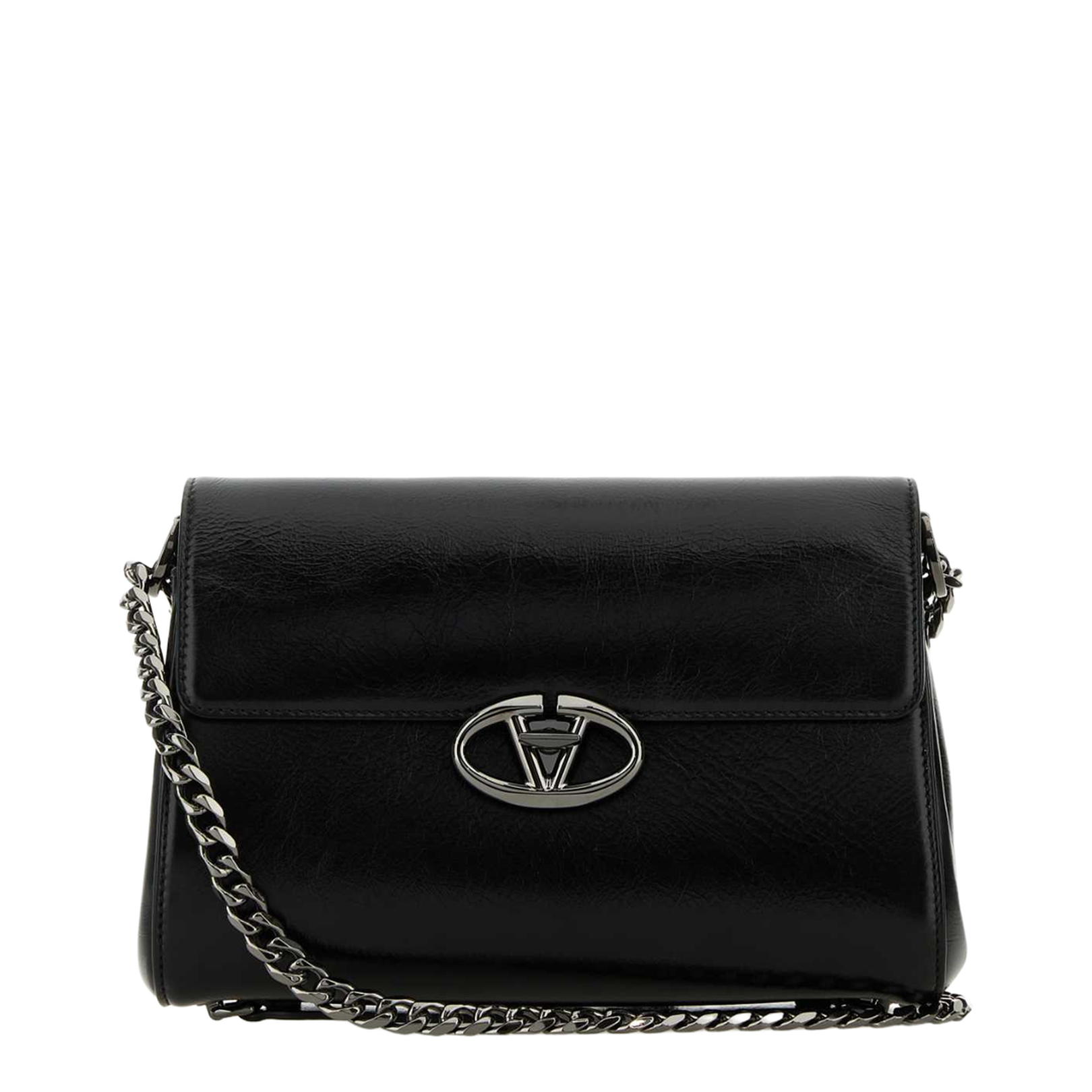 VLogo Medium Calfskin Shoulder Bag - Black - Image 1