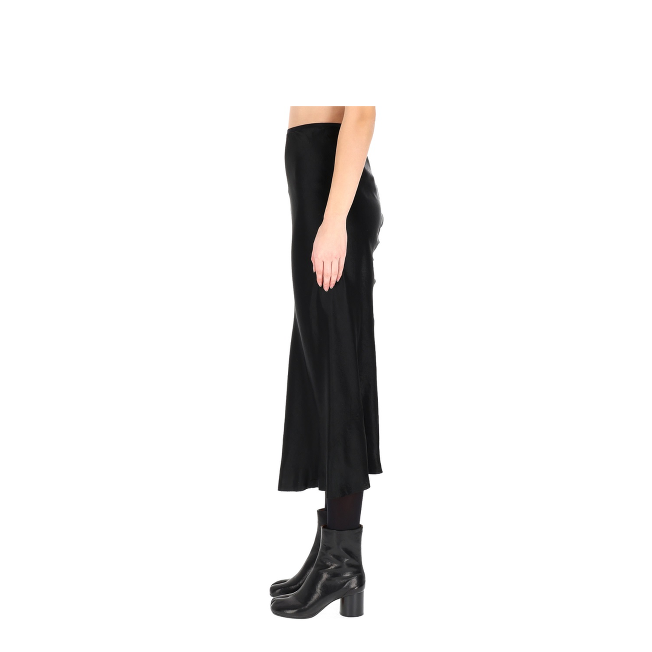 Black Satin Midi Skirt - Image 3