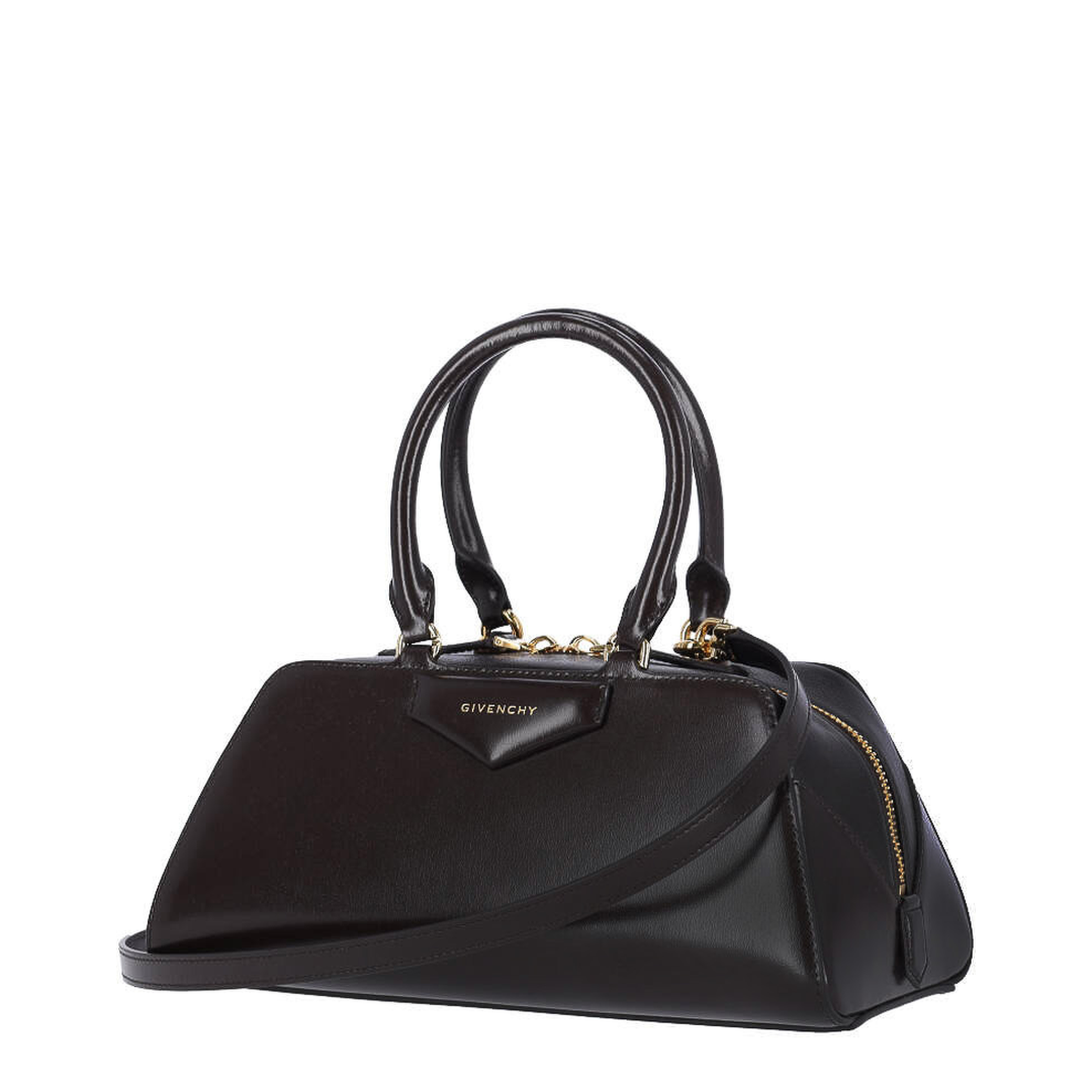 Antigona East-West Small Box Leather Handbag - Chocolate - Image 2