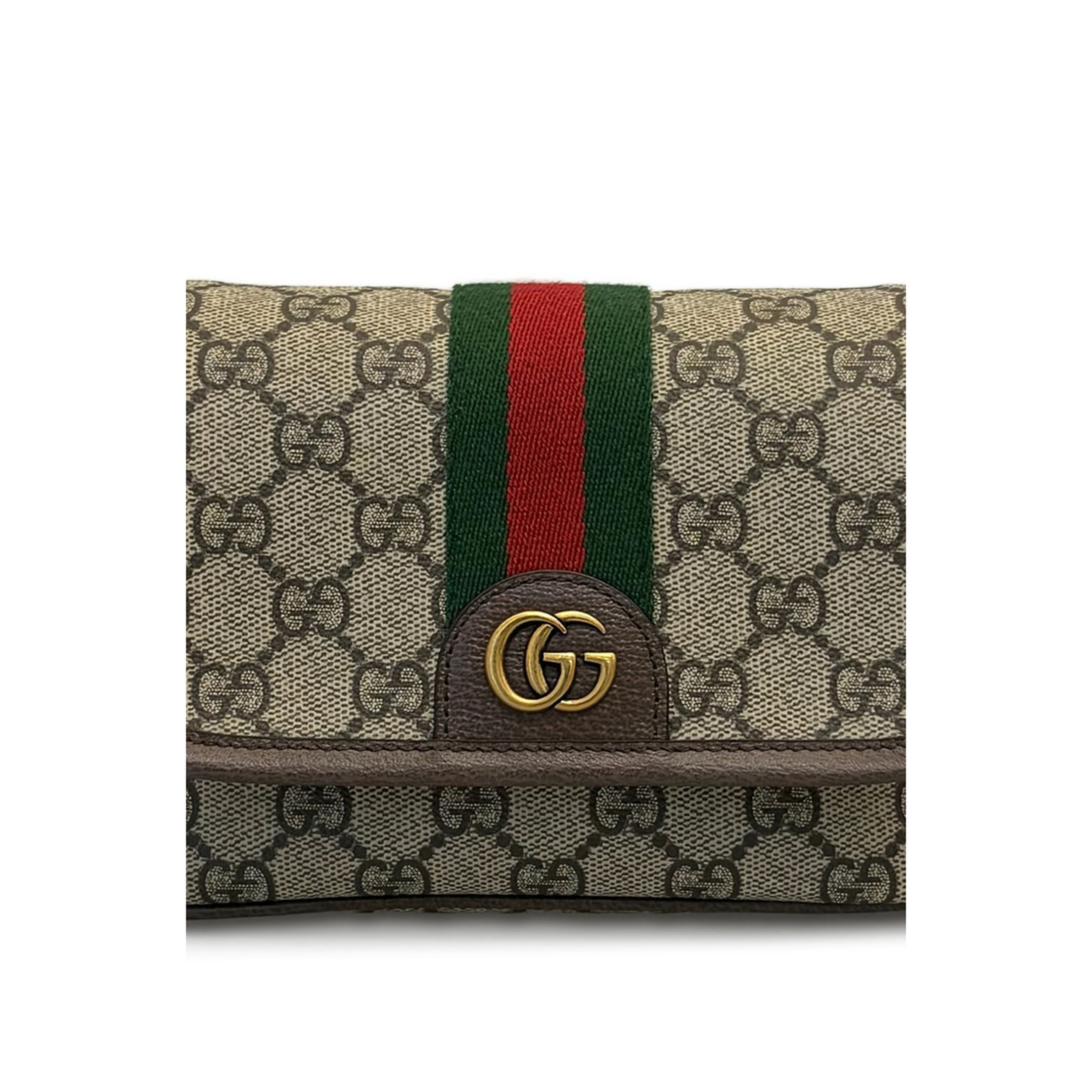 Ophidia Mini Bag Coated Fabric Crossbody - Beige/Dark Brown - Image 2