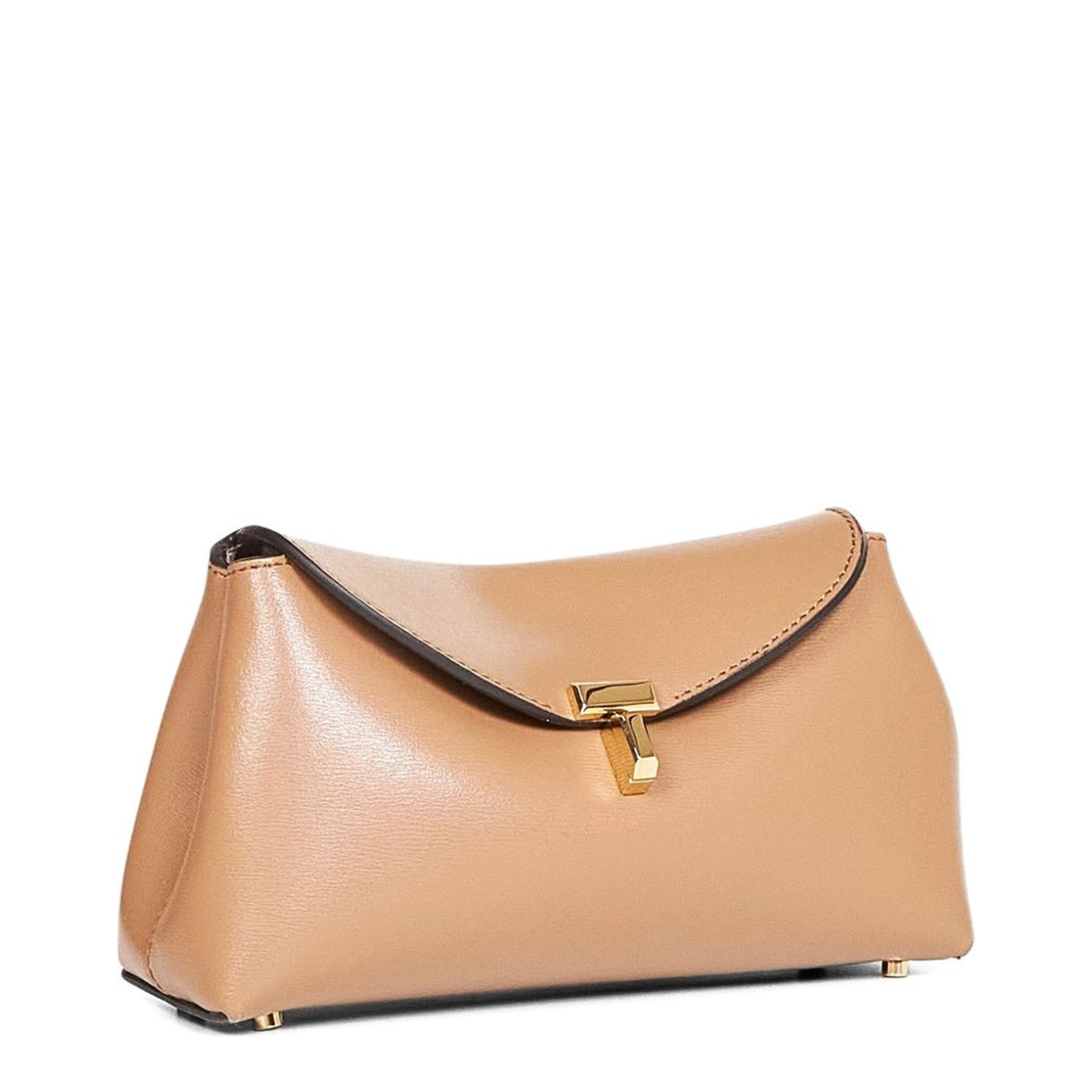 T-Lock Mini Calf Leather Clutch - Camel - Image 2
