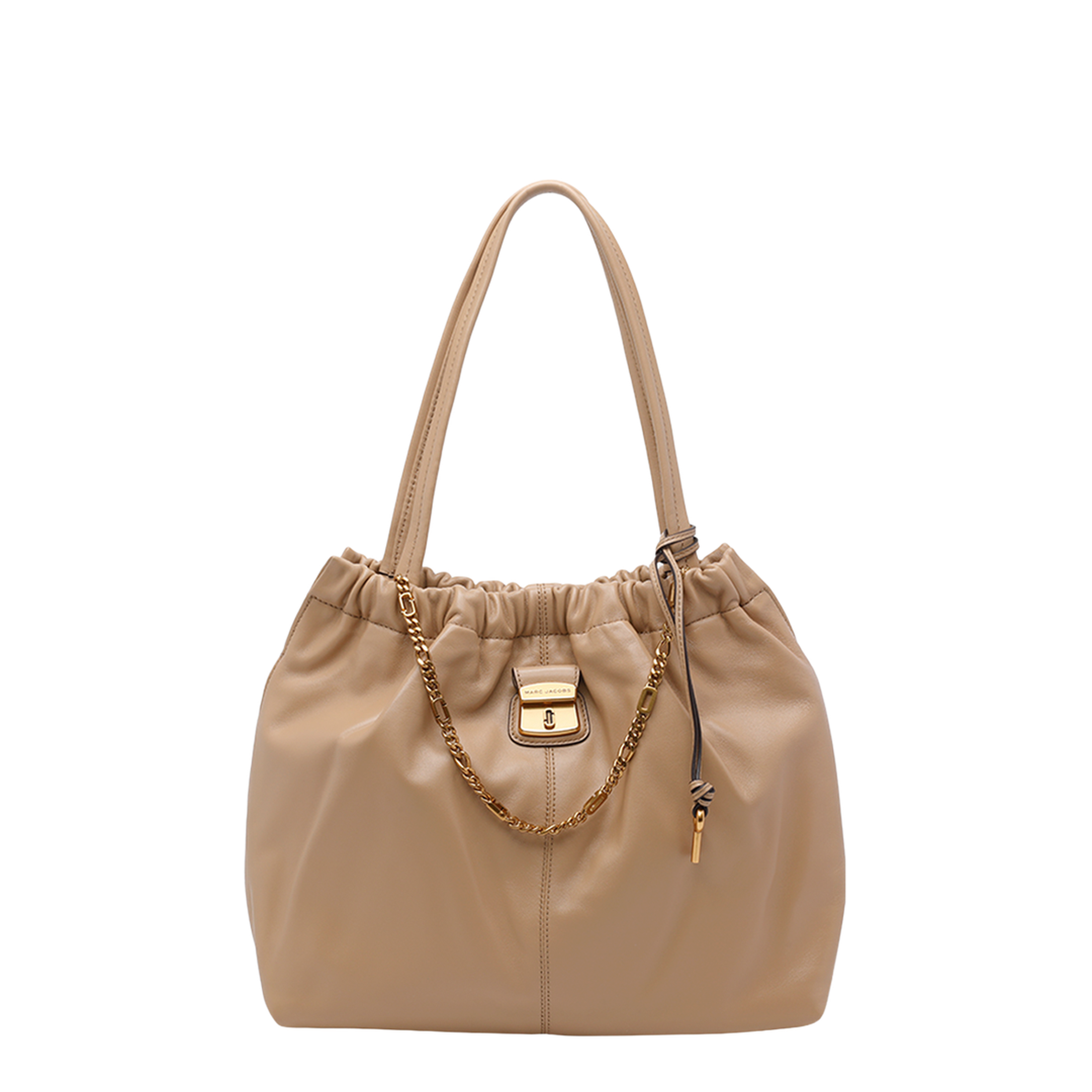 Tote Leather Shoulder Bag - Beige - Image 2